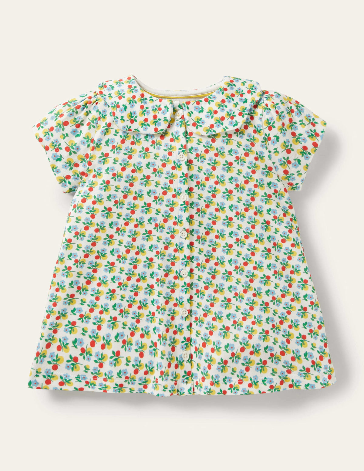 Printed Collar Top-Ivory Berry Blossom-1
