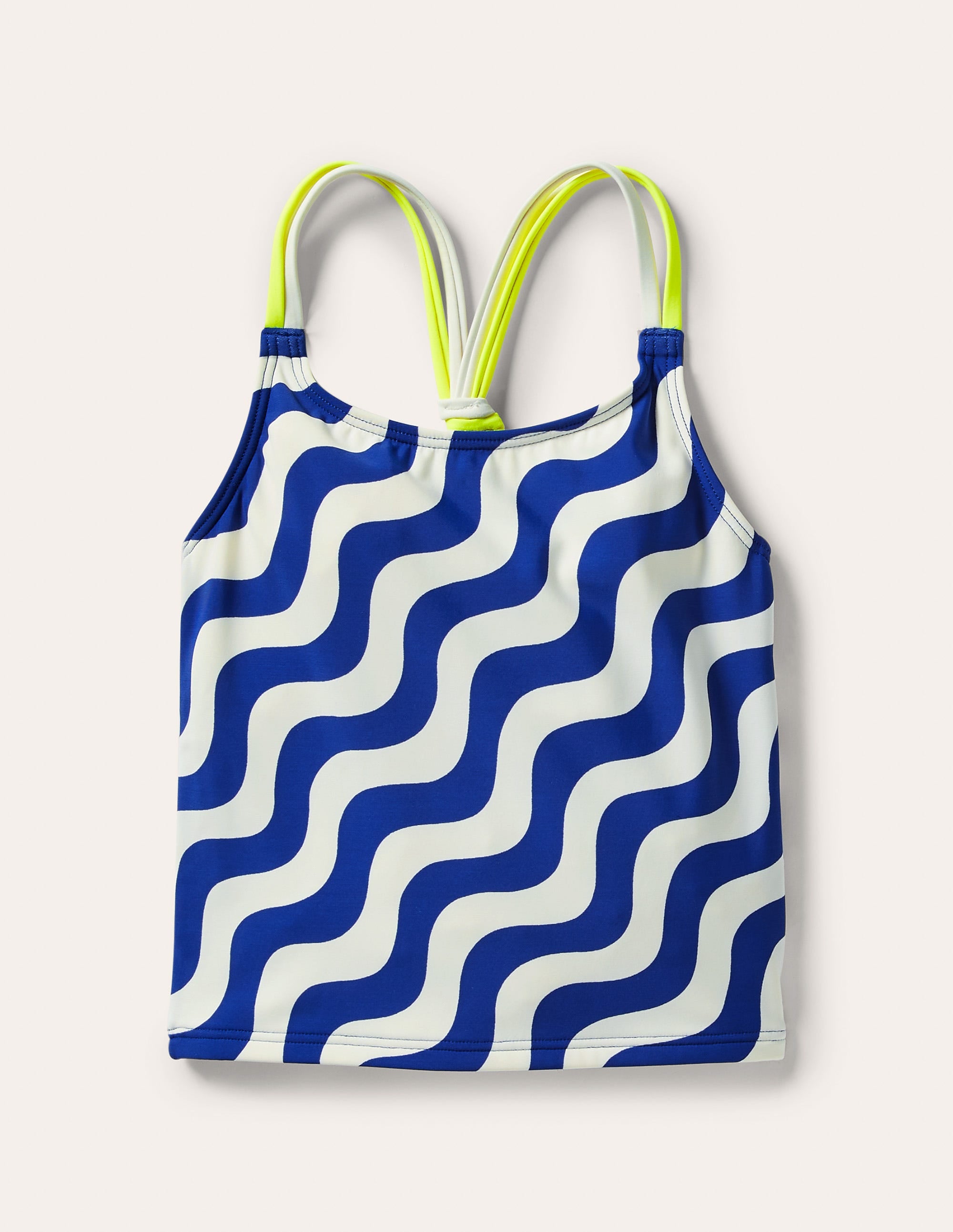 Patterned Tankini Top-Ivory/Blue Wave - Image 1