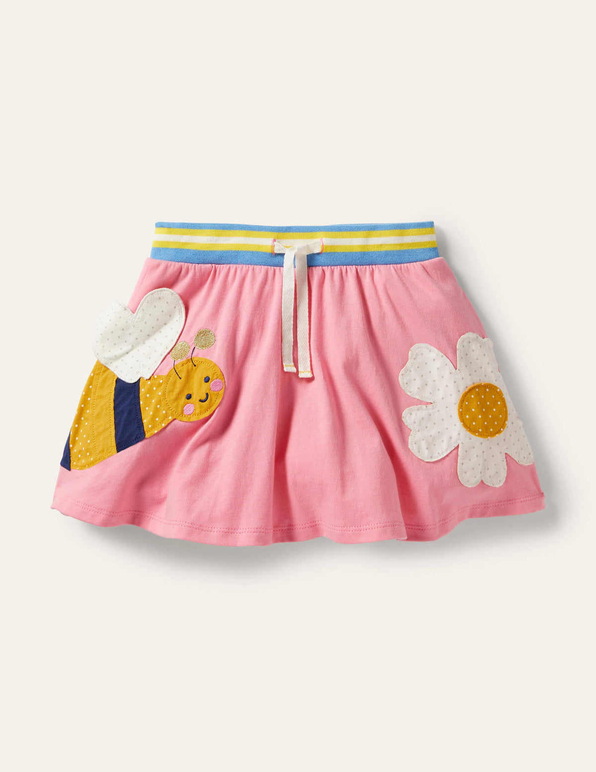 Appliqué Jersey Skort-Pink Lemonade Bee-1