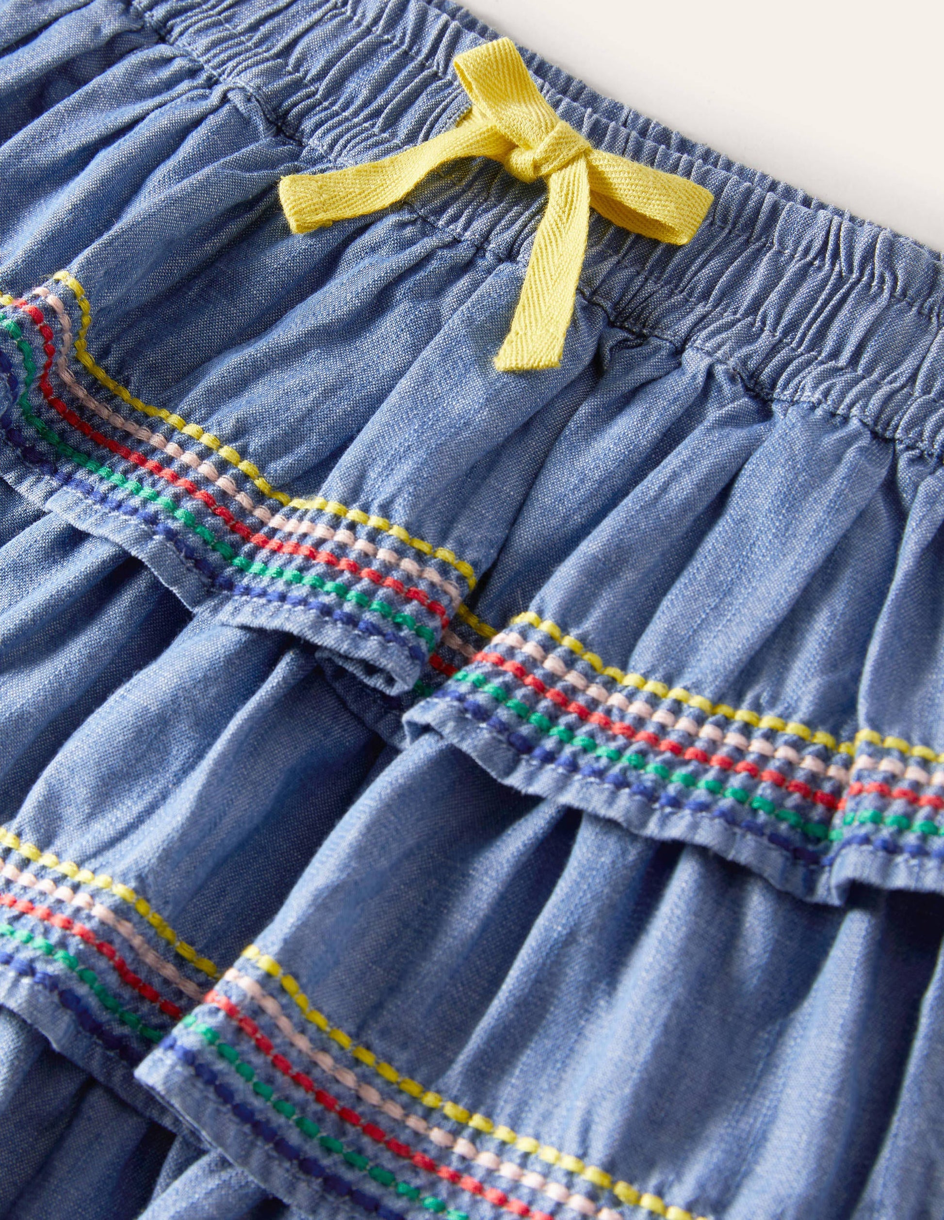 Tiered Woven Skort-Mid Vintage Denim-3