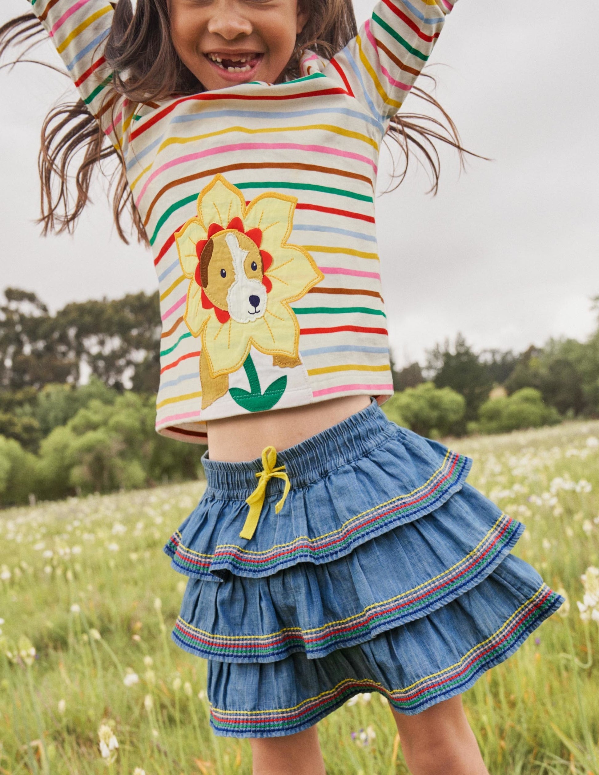 Tiered Woven Skort-Mid Vintage Denim-4