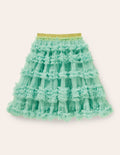 Midi Tulle Party Skirt-Fountain Green