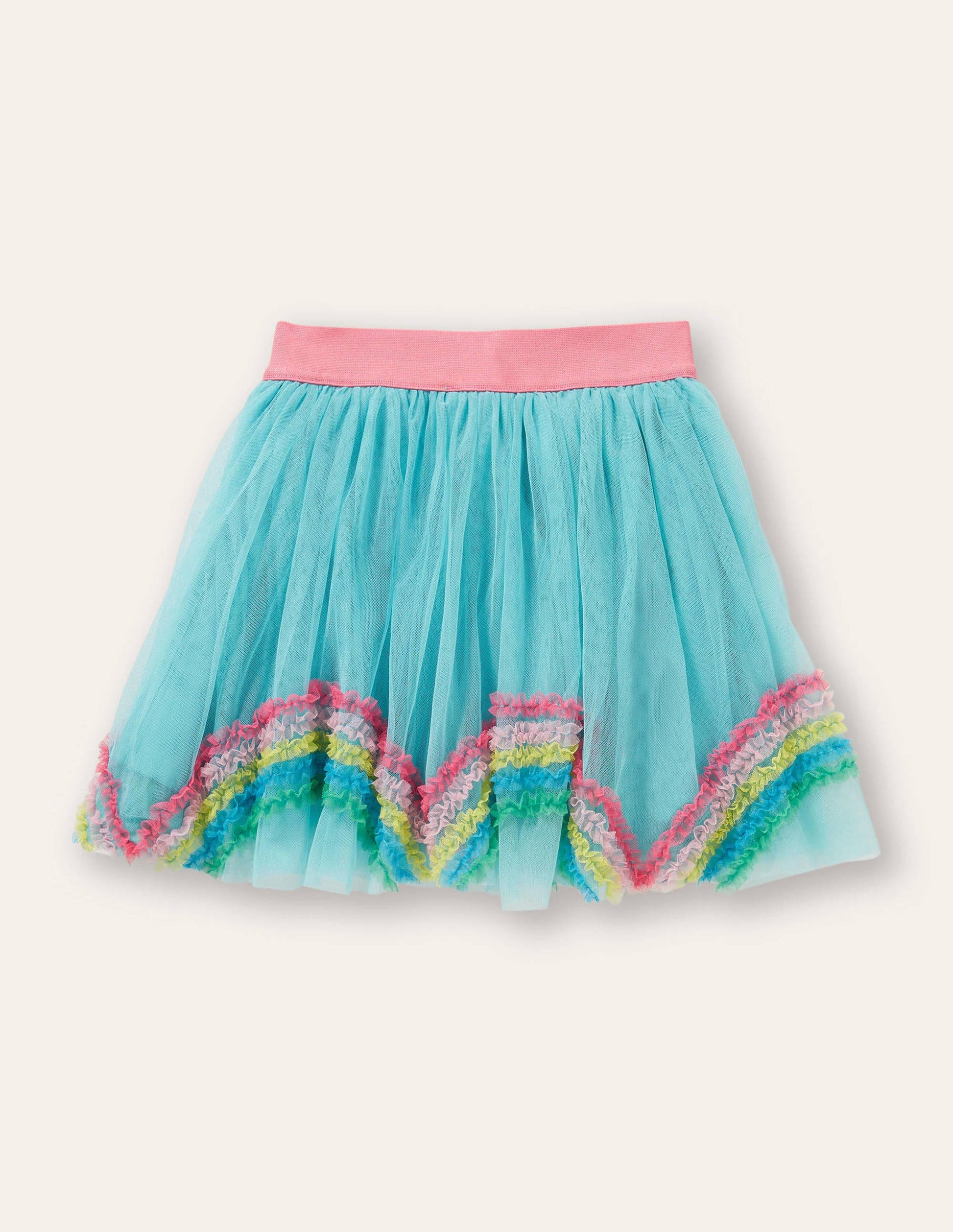 Tulle Rainbow Skirt-Aqua Blue Rainbows-1