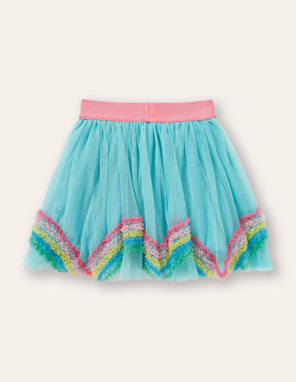 Tulle Rainbow Skirt-Aqua Blue Rainbows-2