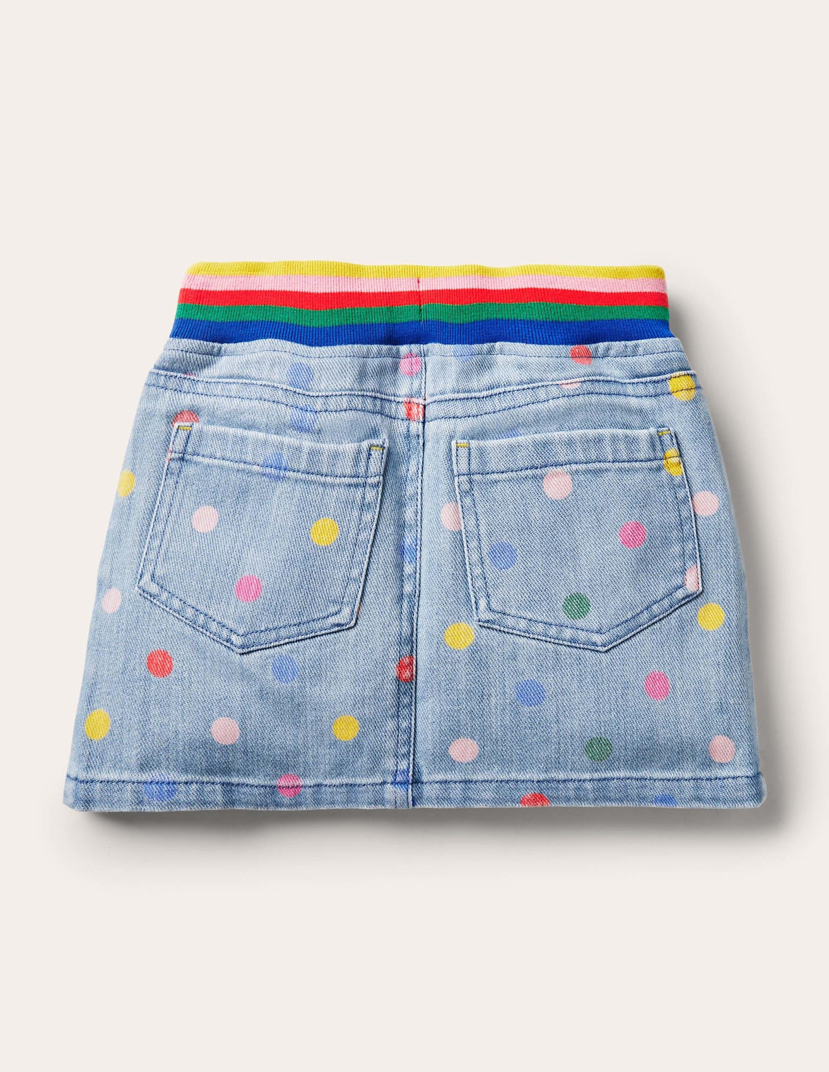 Rainbow Rib Denim Skirt-Chambray Multi Spot-2