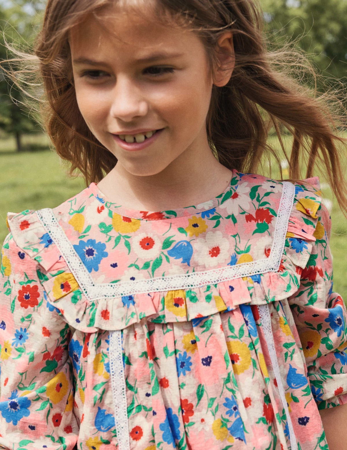 Long Sleeve Floral Dress-Boto Pink Painterly Floral-4