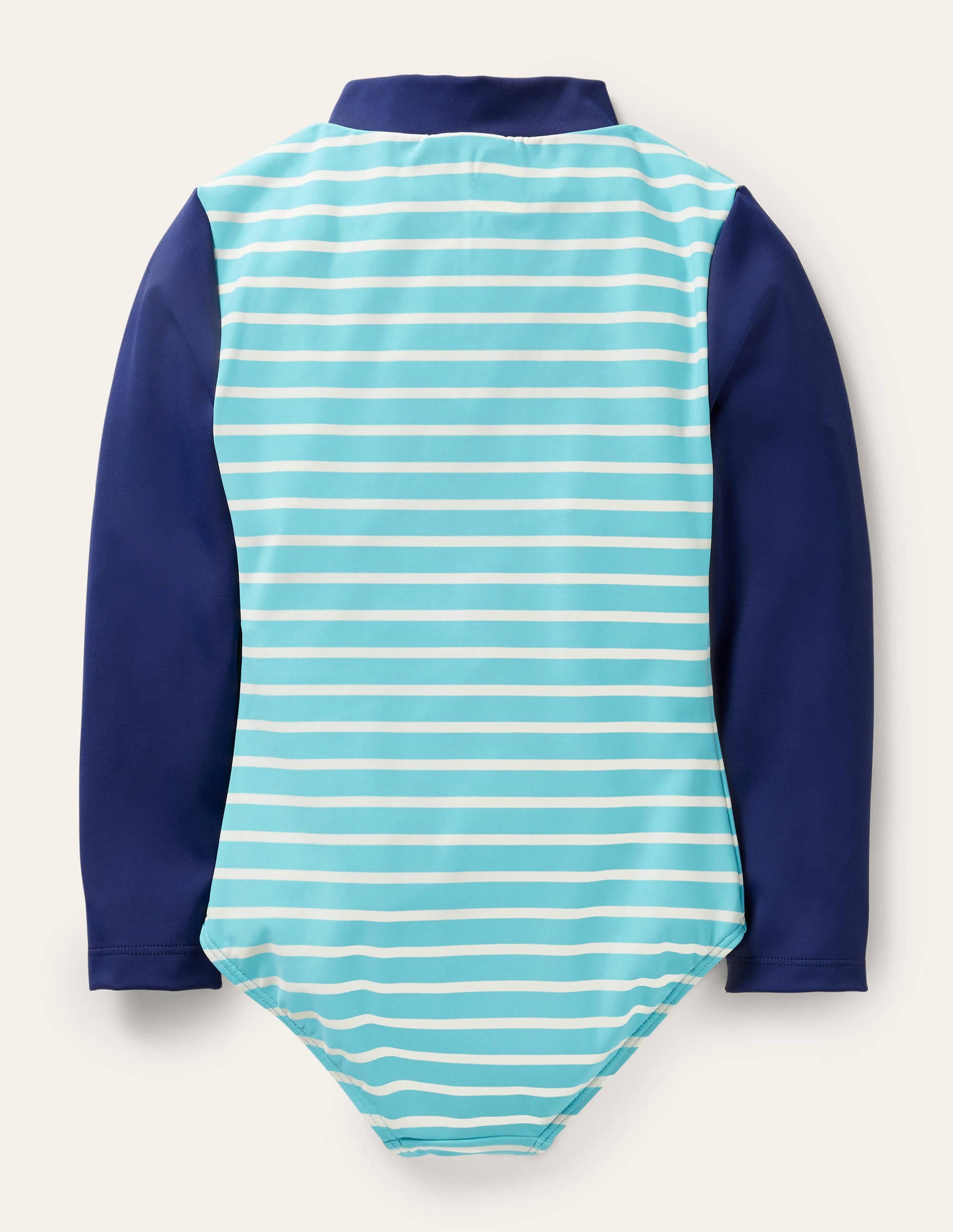 Long-sleeved Appliqué Swimsuit-Aqua/Ivory Puffins - Image 2