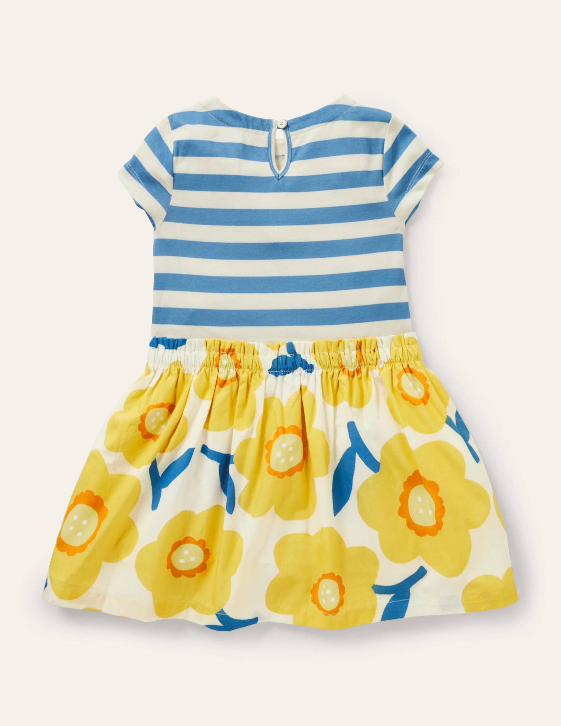 Short-sleeve Hotchpotch Dress-Sweetcorn Yellow Daffodil-2