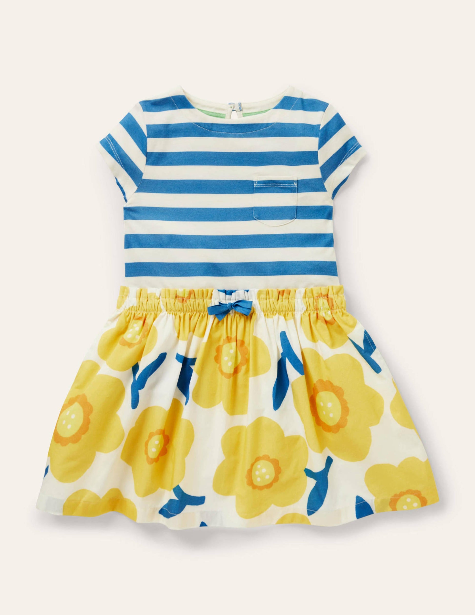 Short-sleeve Hotchpotch Dress-Sweetcorn Yellow Daffodil-1
