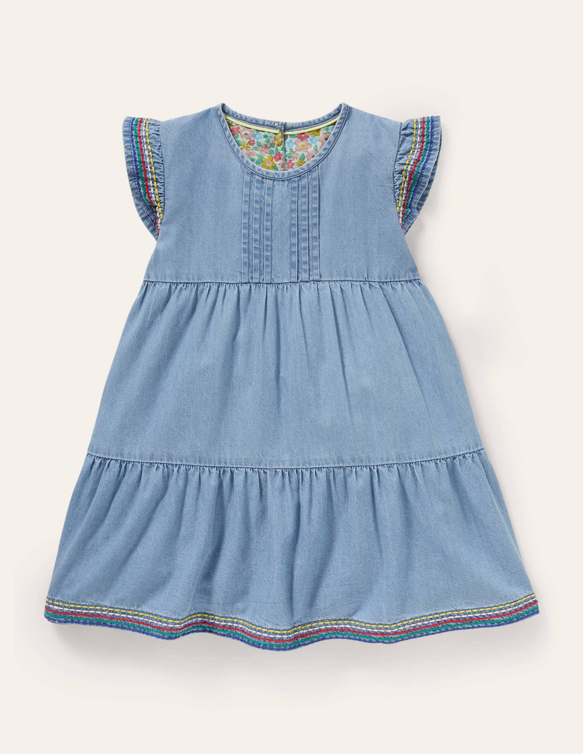 Rainbow Stitch Denim Tunic-Chambray-1