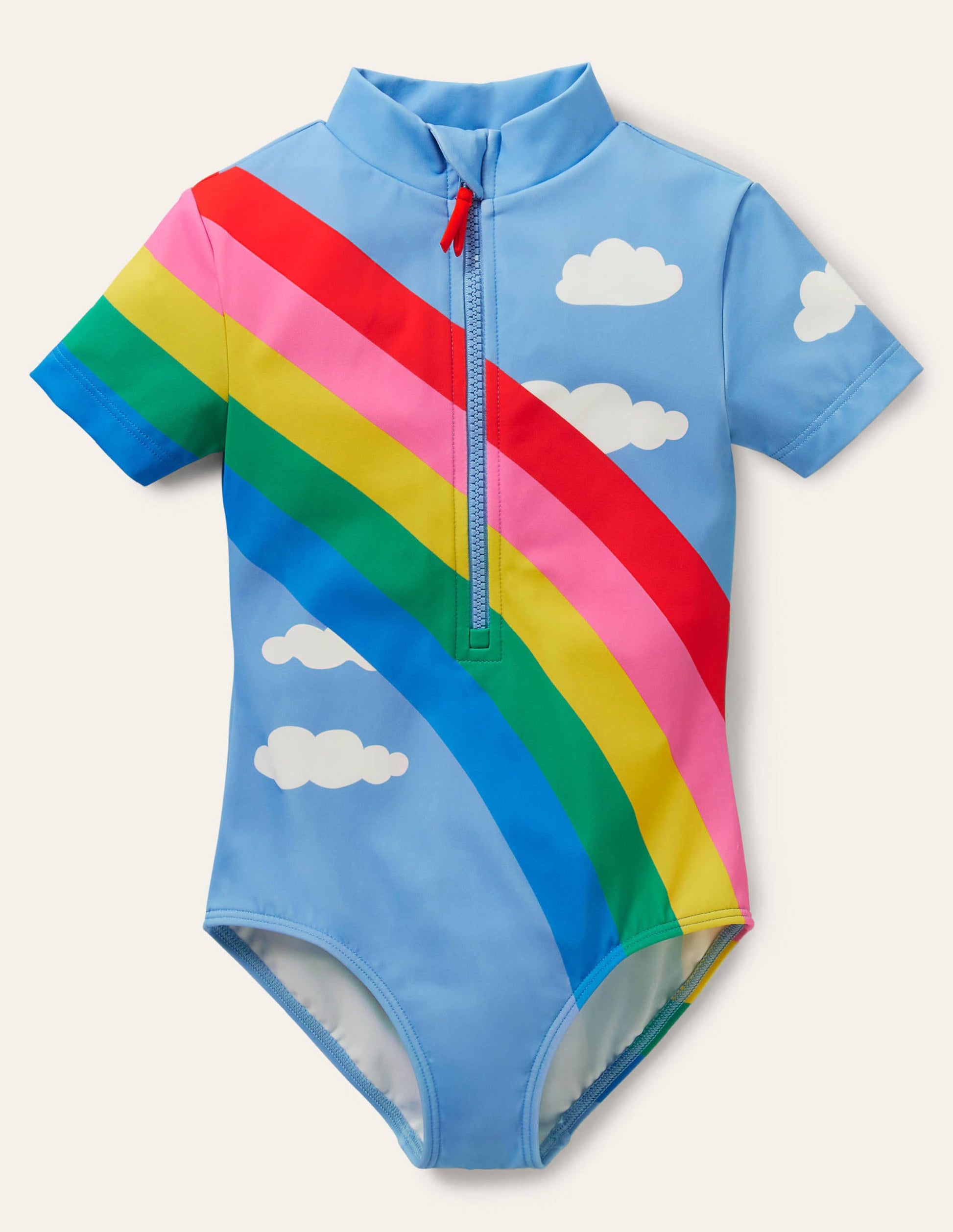 Short-sleeved Swimsuit-Rainbow Clouds-1