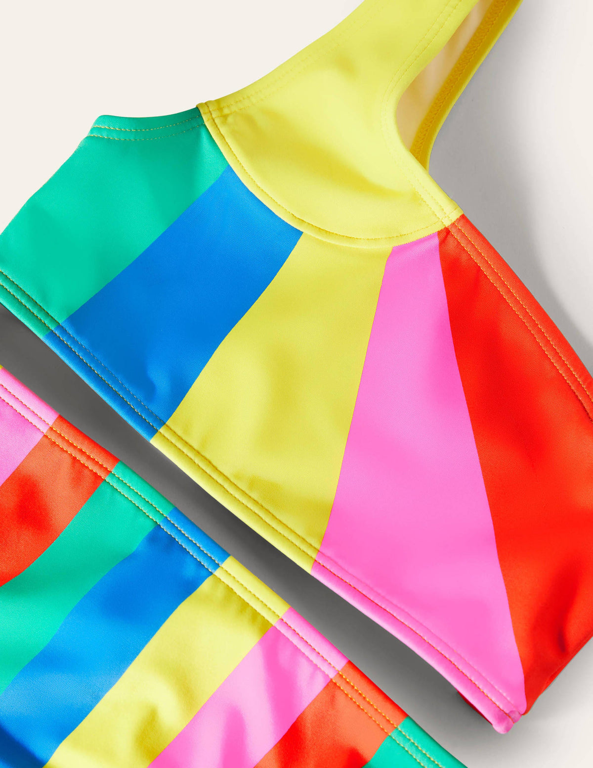 One Shoulder Bikini Set-Multi Sunray - Image 3