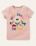 Short-sleeved Printed T-shirt-Pink Here Comes The Sun