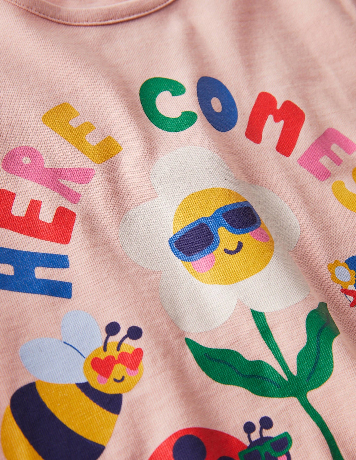 Short-sleeved Printed T-shirt-Pink Here Comes The Sun
