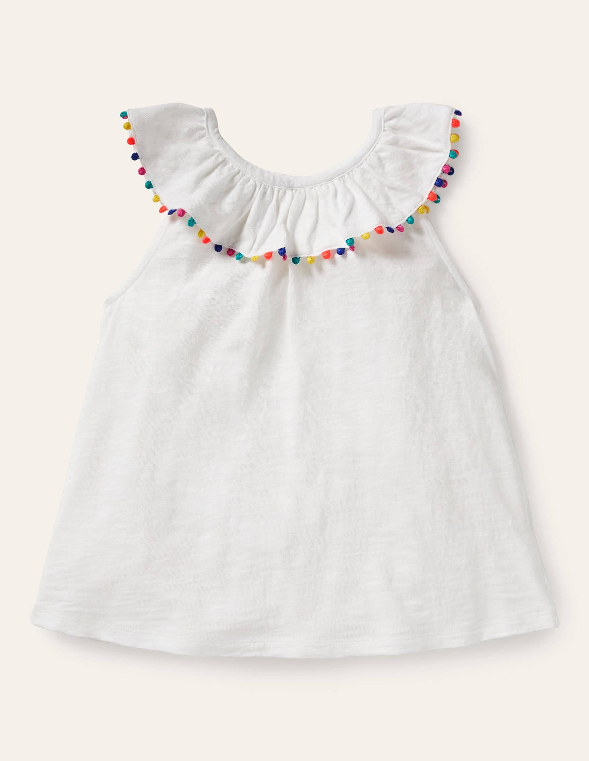 Charlie Pom Jersey Vest-White - Image 1
