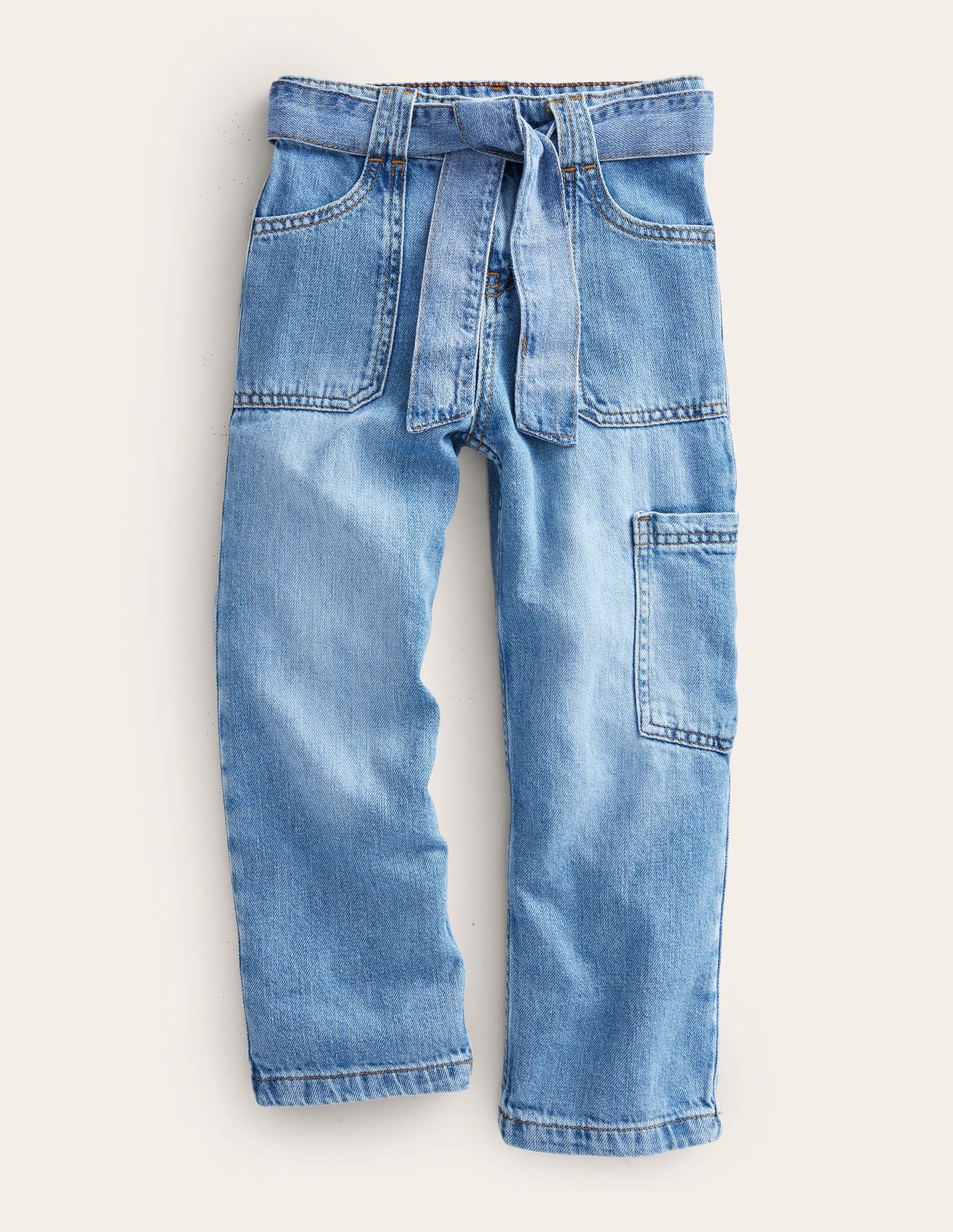Tie-waist Cargo-Mid Vintage Denim-1