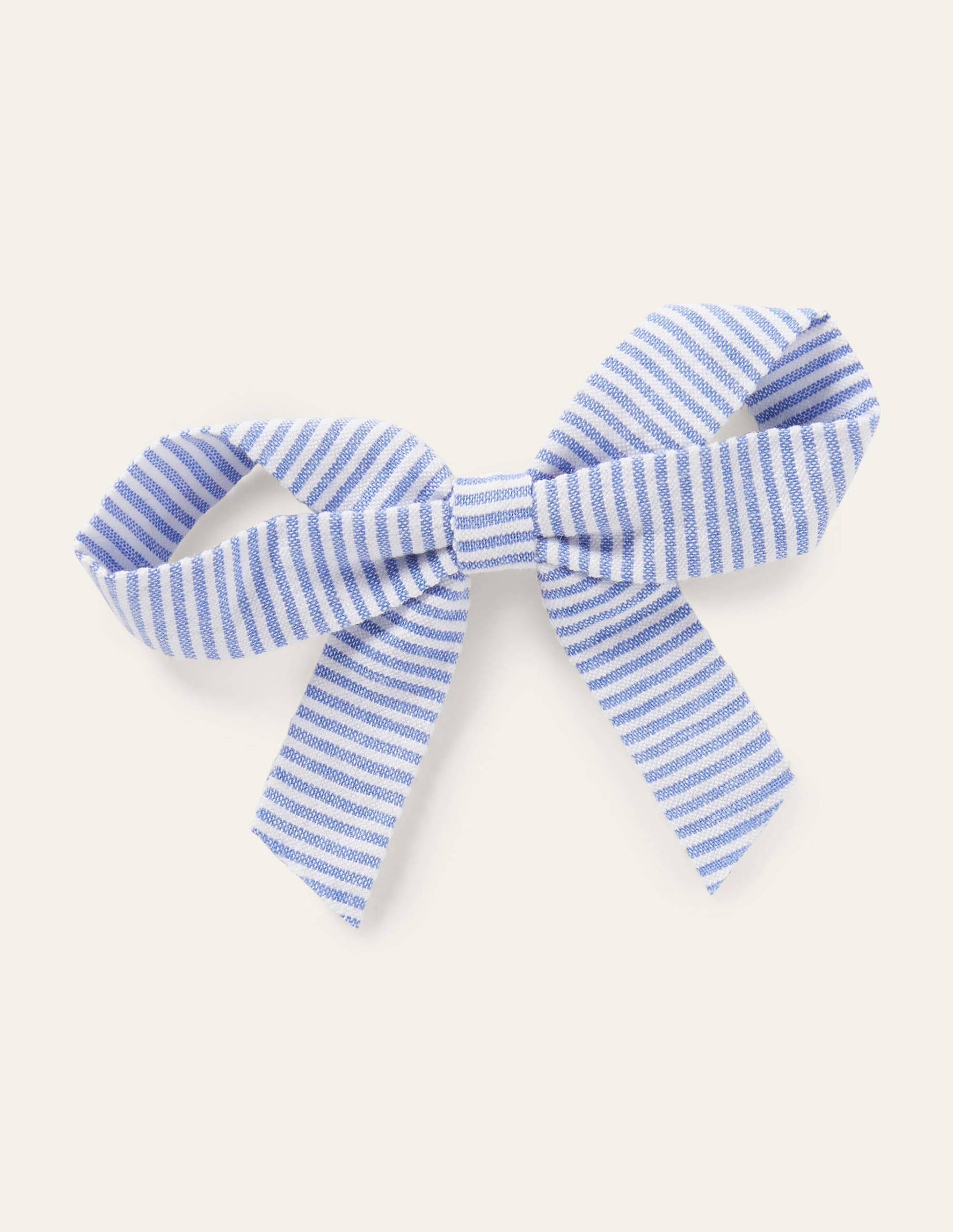 Large Bow Hair Clip-Blue Ticking-1