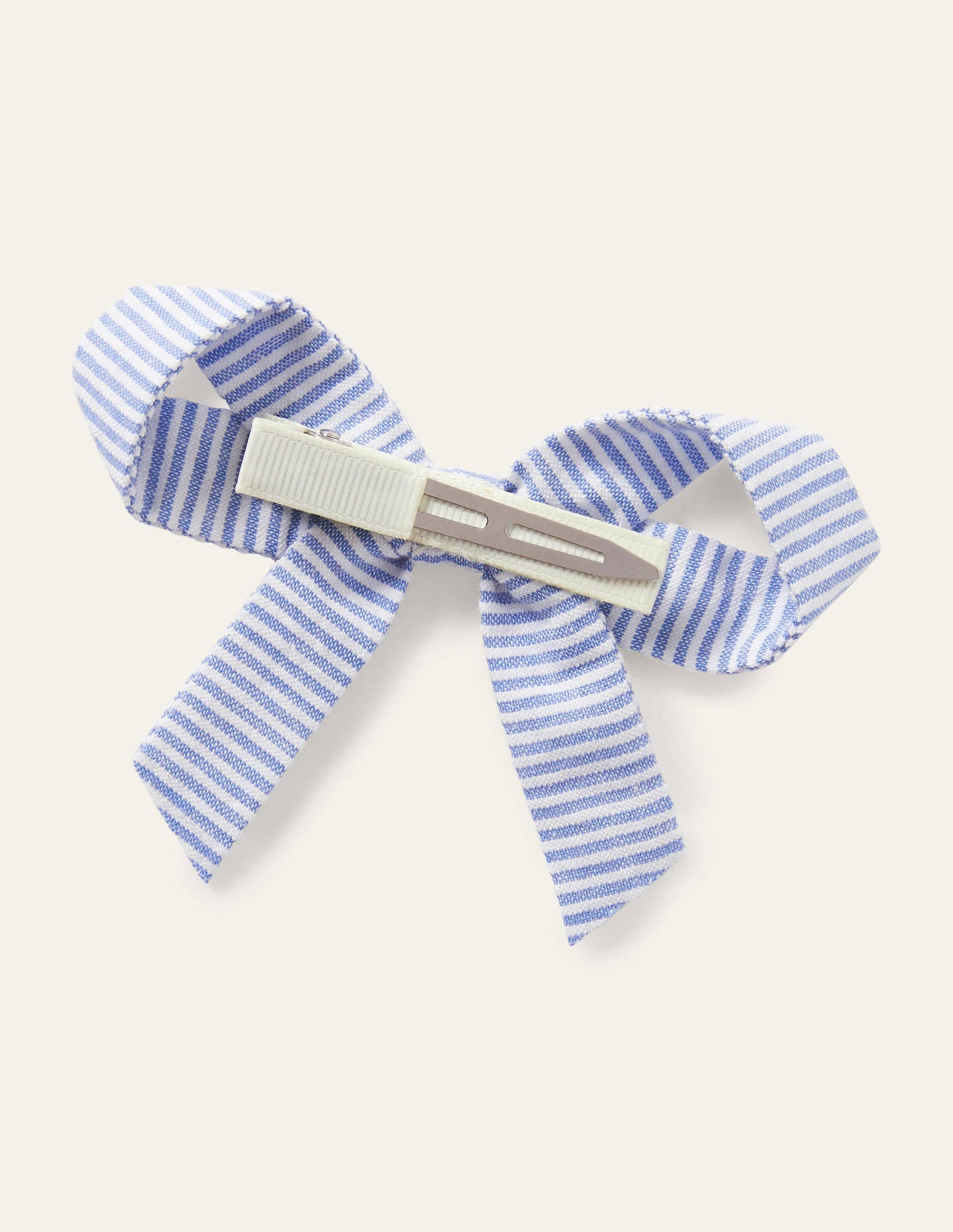 Large Bow Hair Clip-Blue Ticking-2