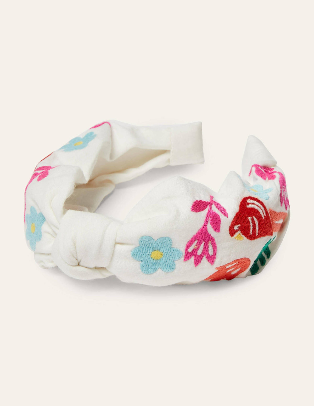 Twist Headband-Ivory Embroidered Birds-1