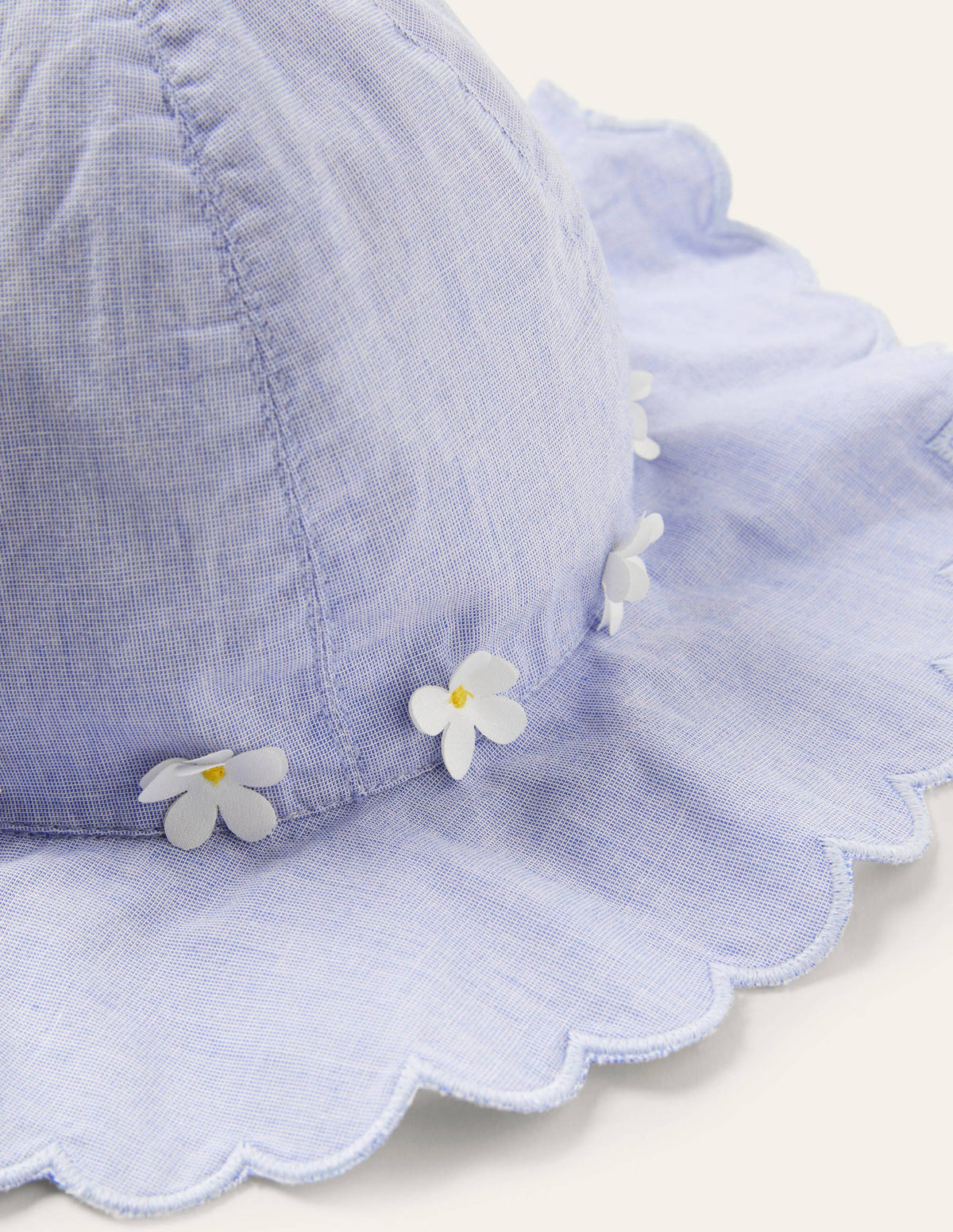 Scallop Wide Brim Hat-Chambray Flowers - Image 2