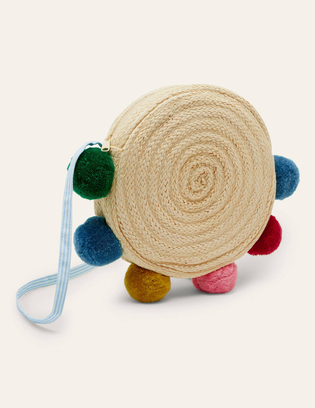 Straw Bag-Rainbow Poms-1