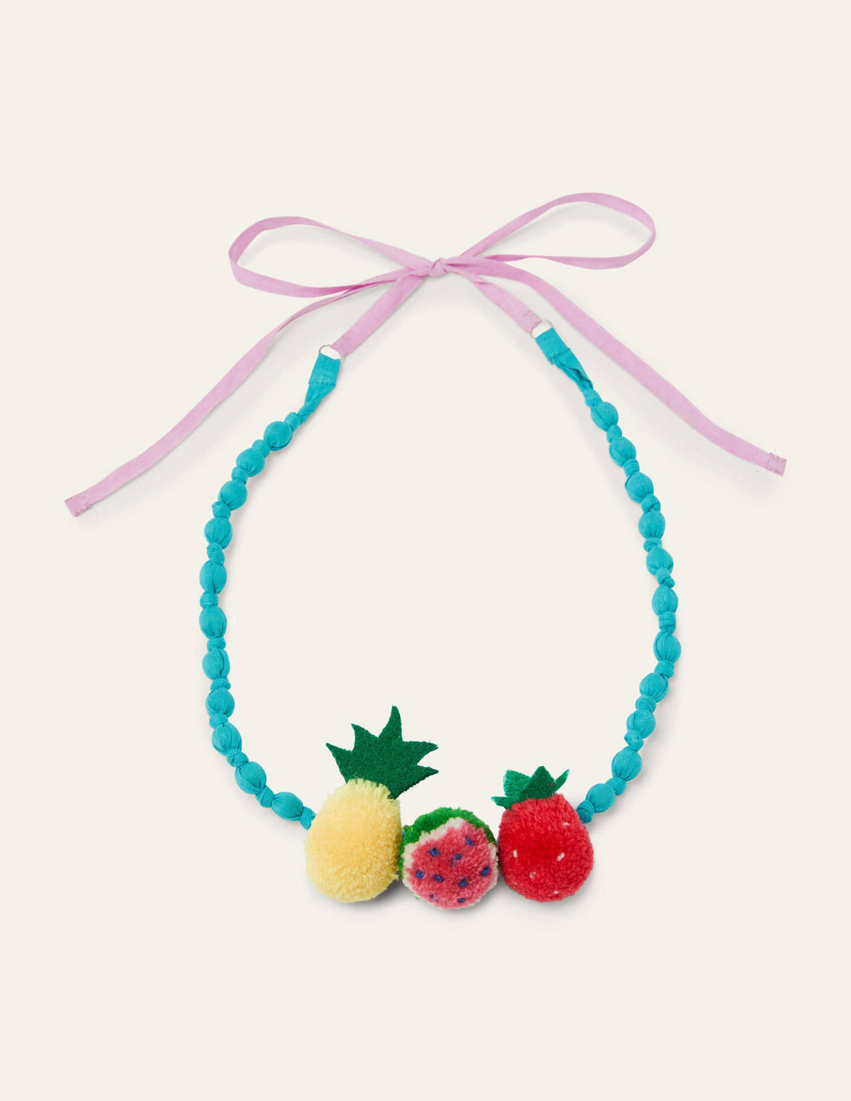 Fabric Necklace-Fruit Pom Poms-1