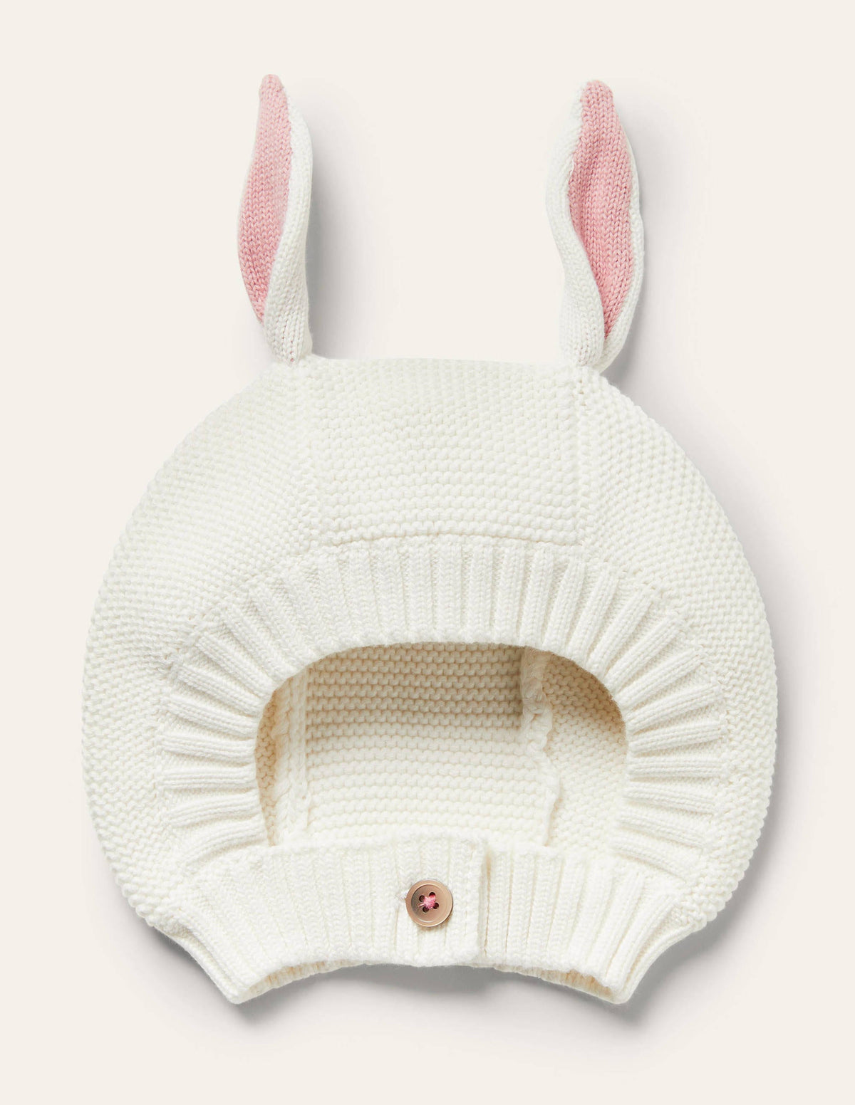 Knitted Bunny Bonnet-Ivory Bunny Ears-1