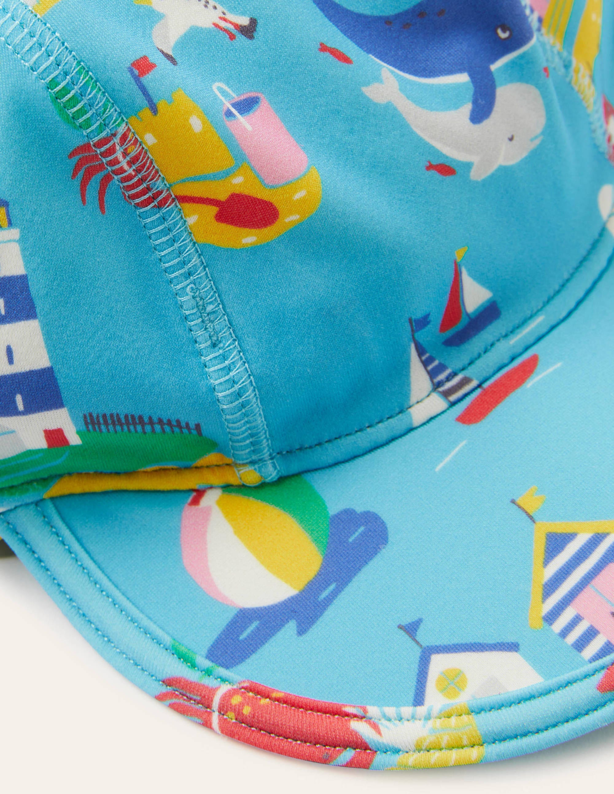 Sun-safe Swim Hat-Aqua Coastal Scene - Image 2