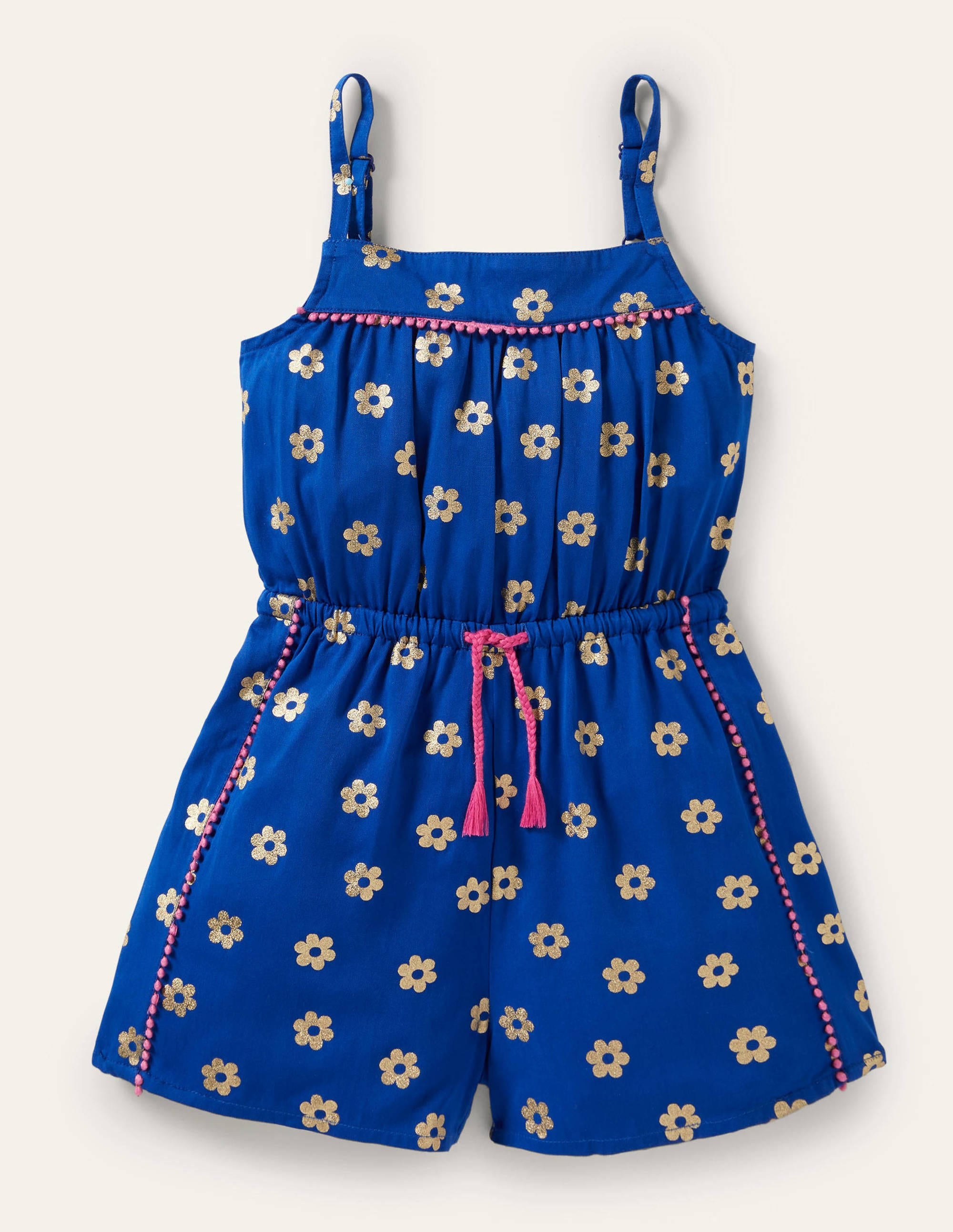 Woven Holiday Playsuit-Blue Wave Foil Daisy - Image 1