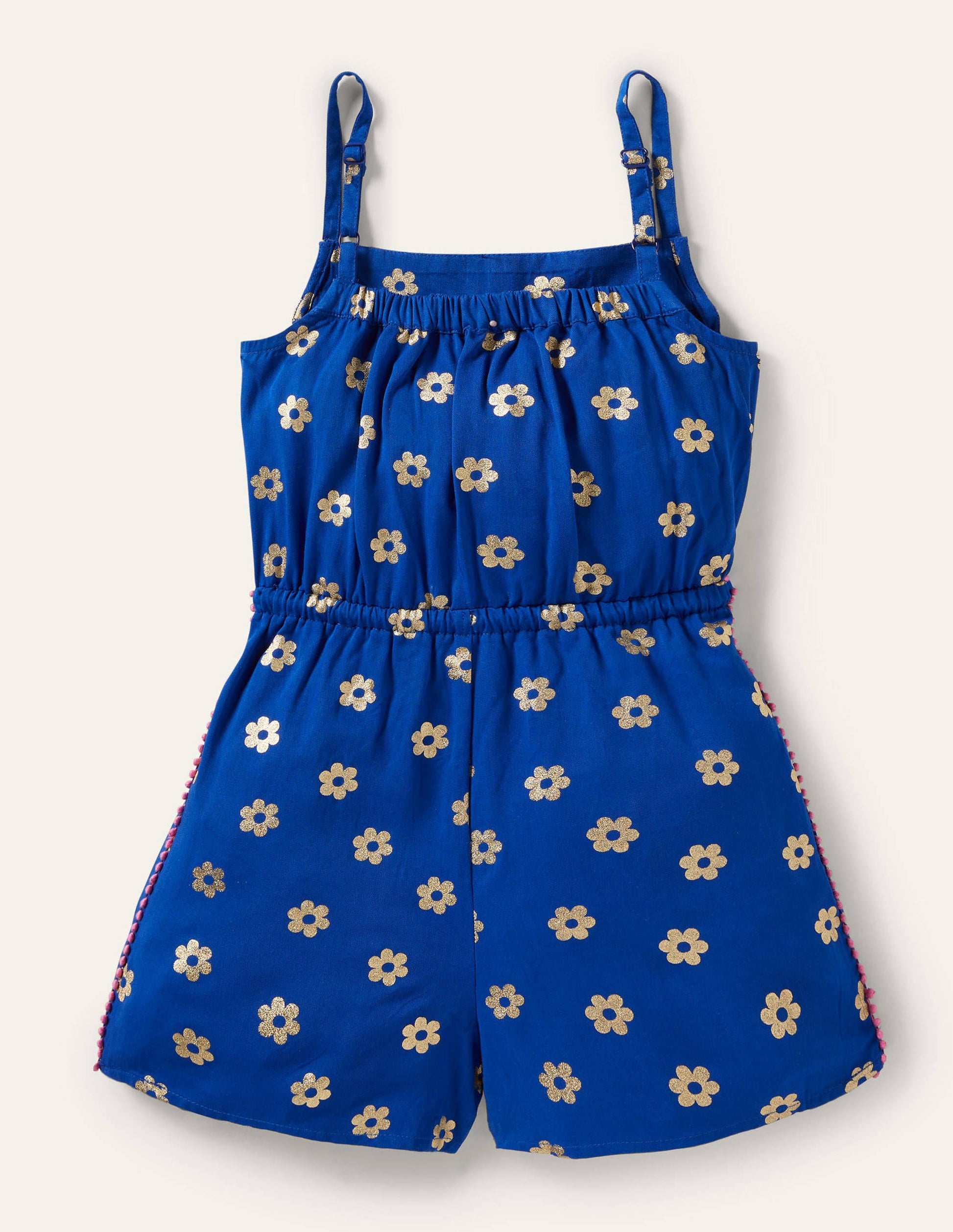 Woven Holiday Playsuit-Blue Wave Foil Daisy-2