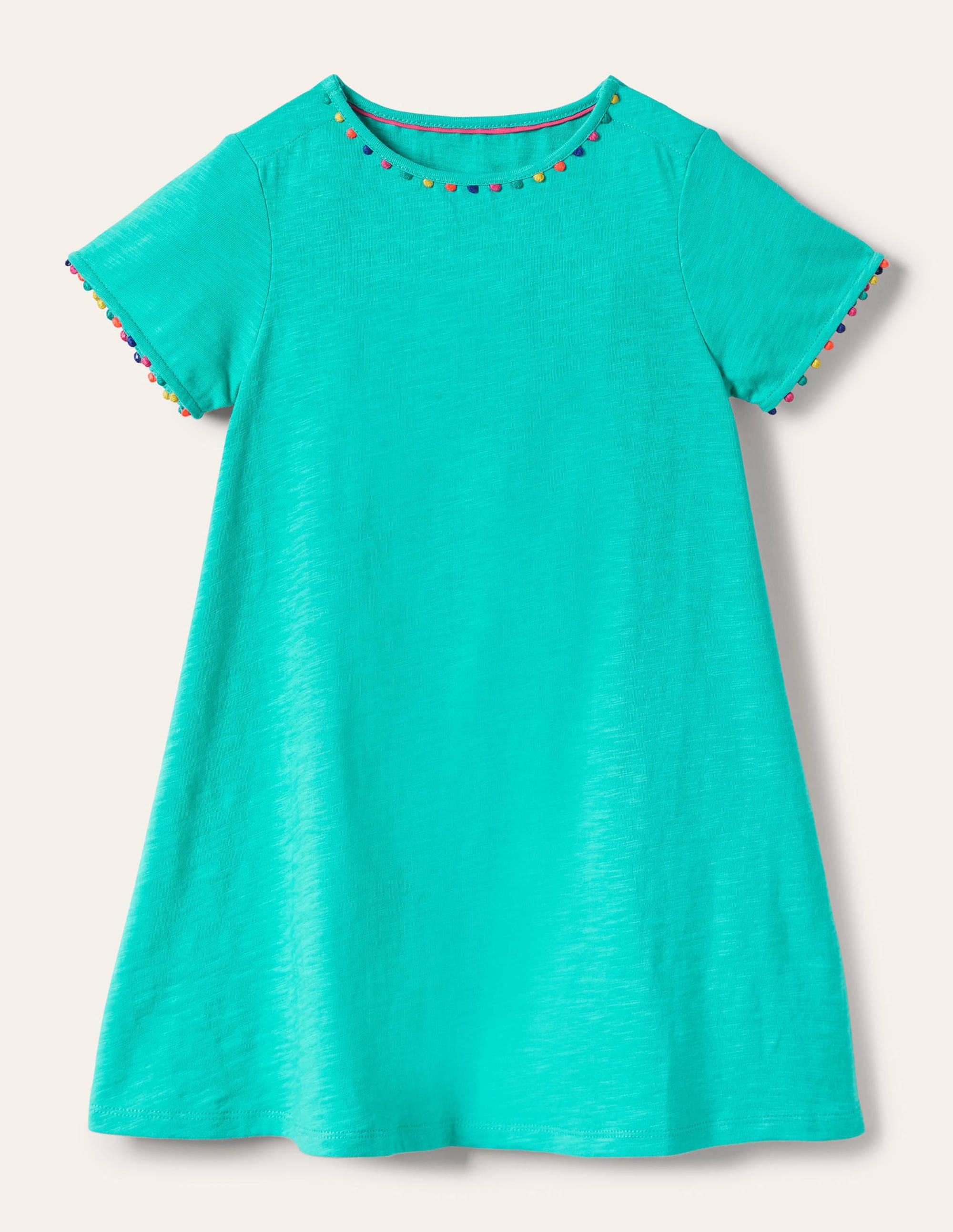Charlie Pom Jersey Dress-Turquoise - Image 1