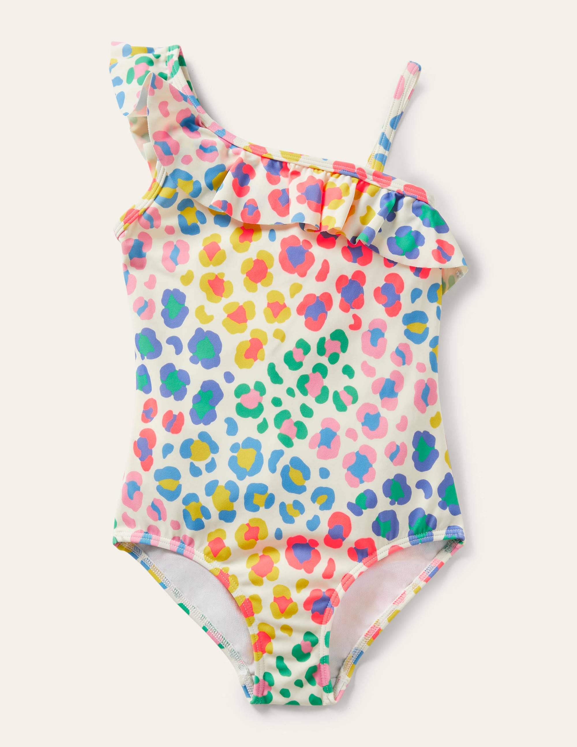 One Shoulder Frill Swimsuit-Multi Leopard Print - Image 1