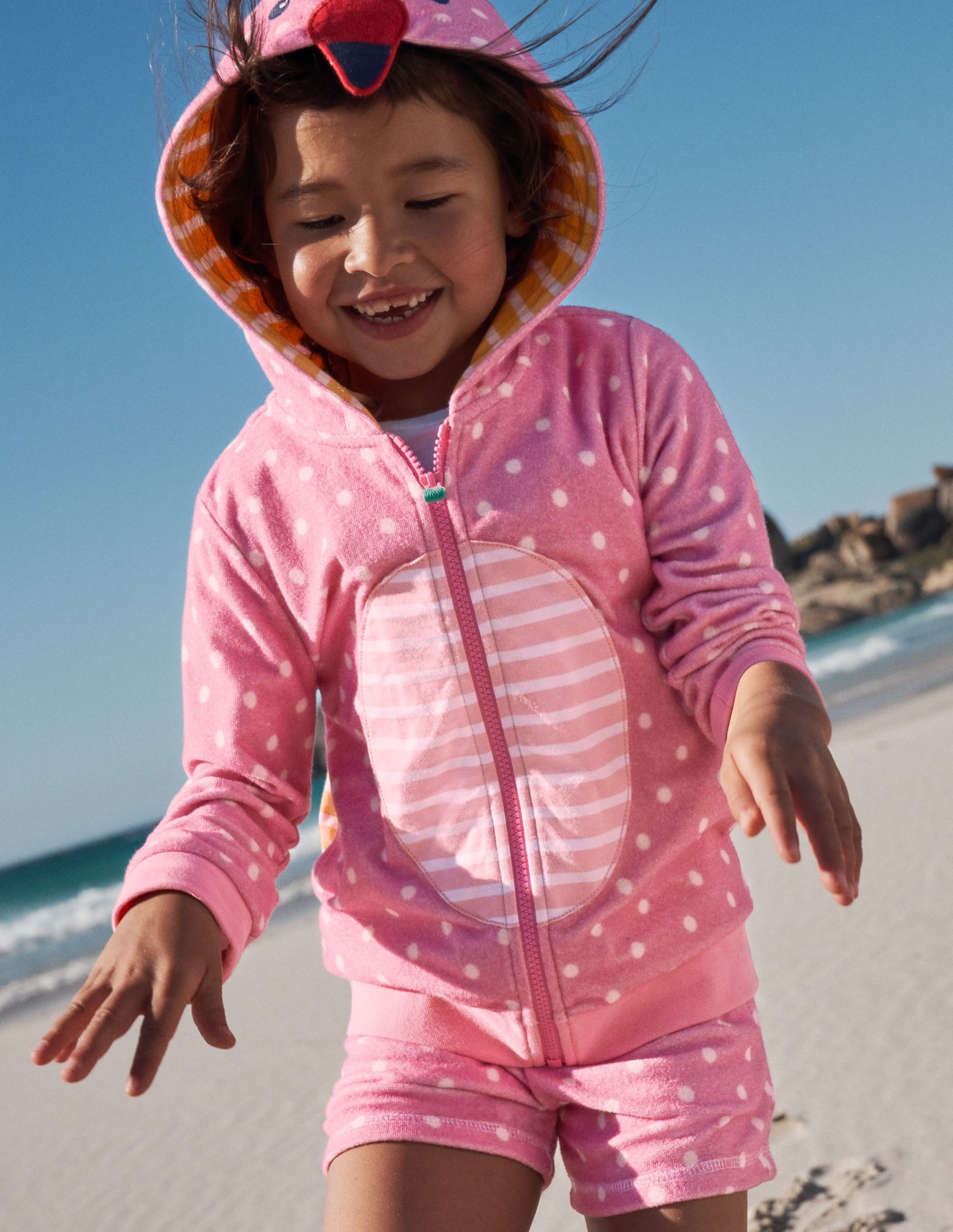 Towelling Shorts-Pink Lemonade Flamingo - Image 4