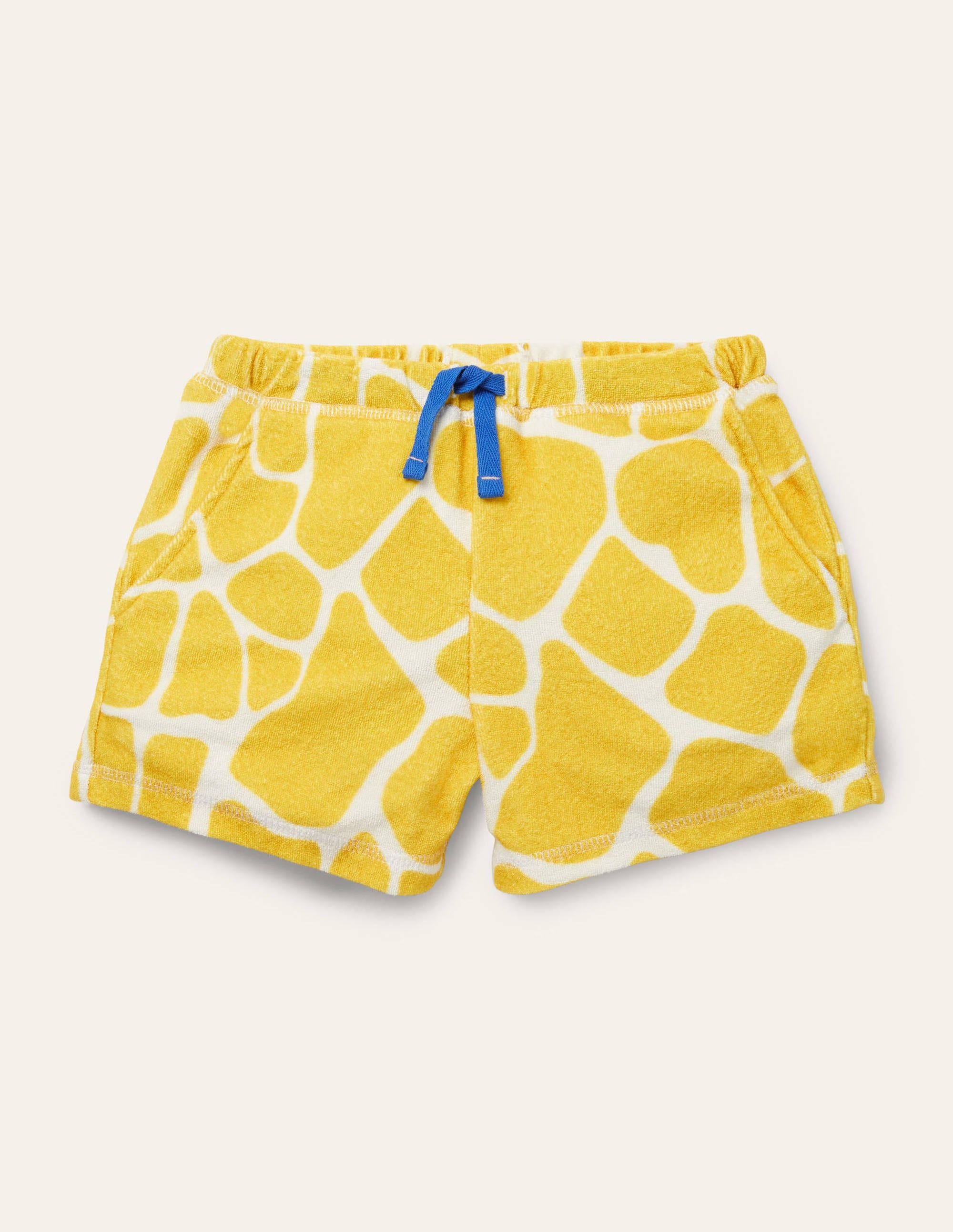 Towelling Shorts-Daffodil Yellow Giraffe - Image 1