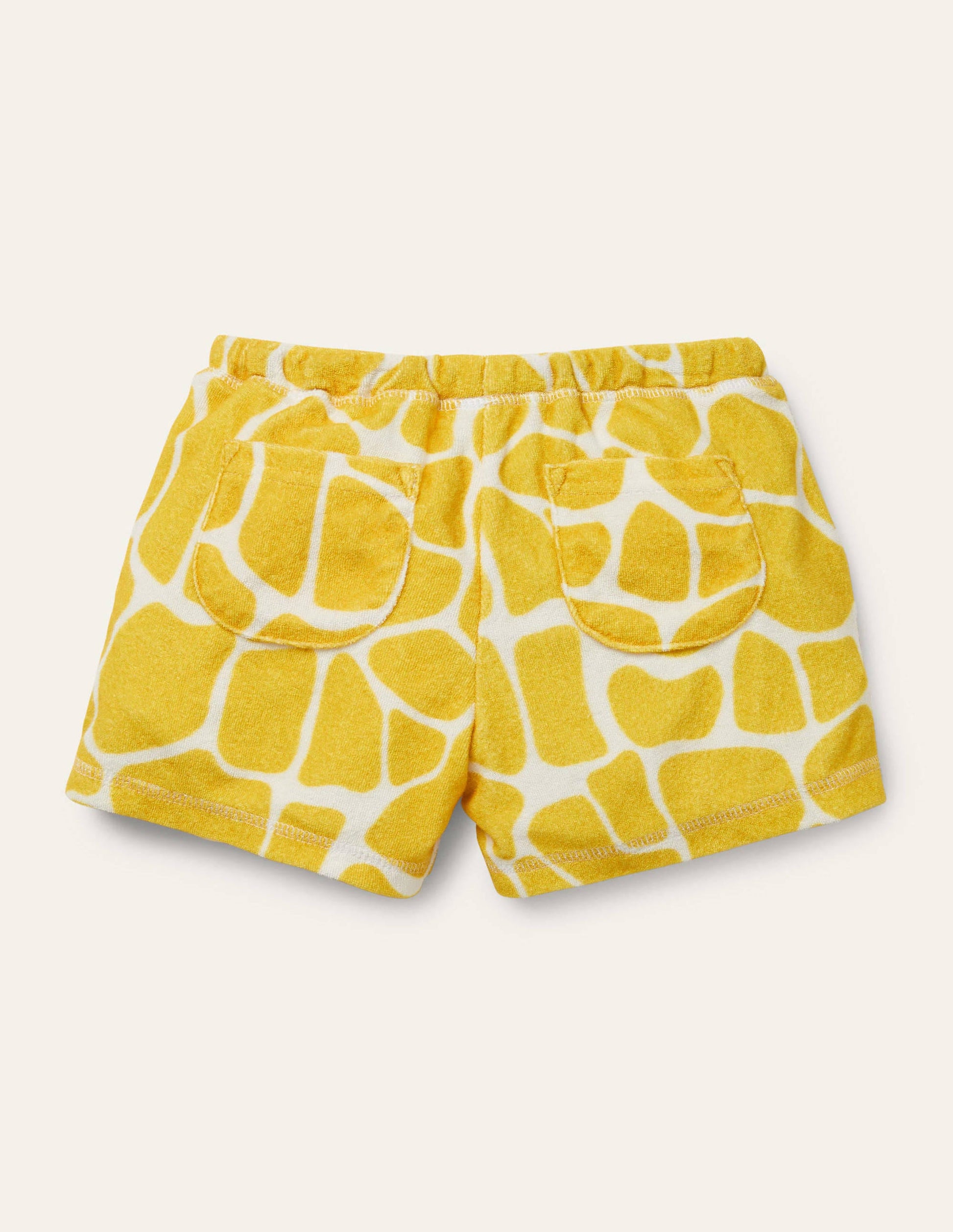 Towelling Shorts-Daffodil Yellow Giraffe-2