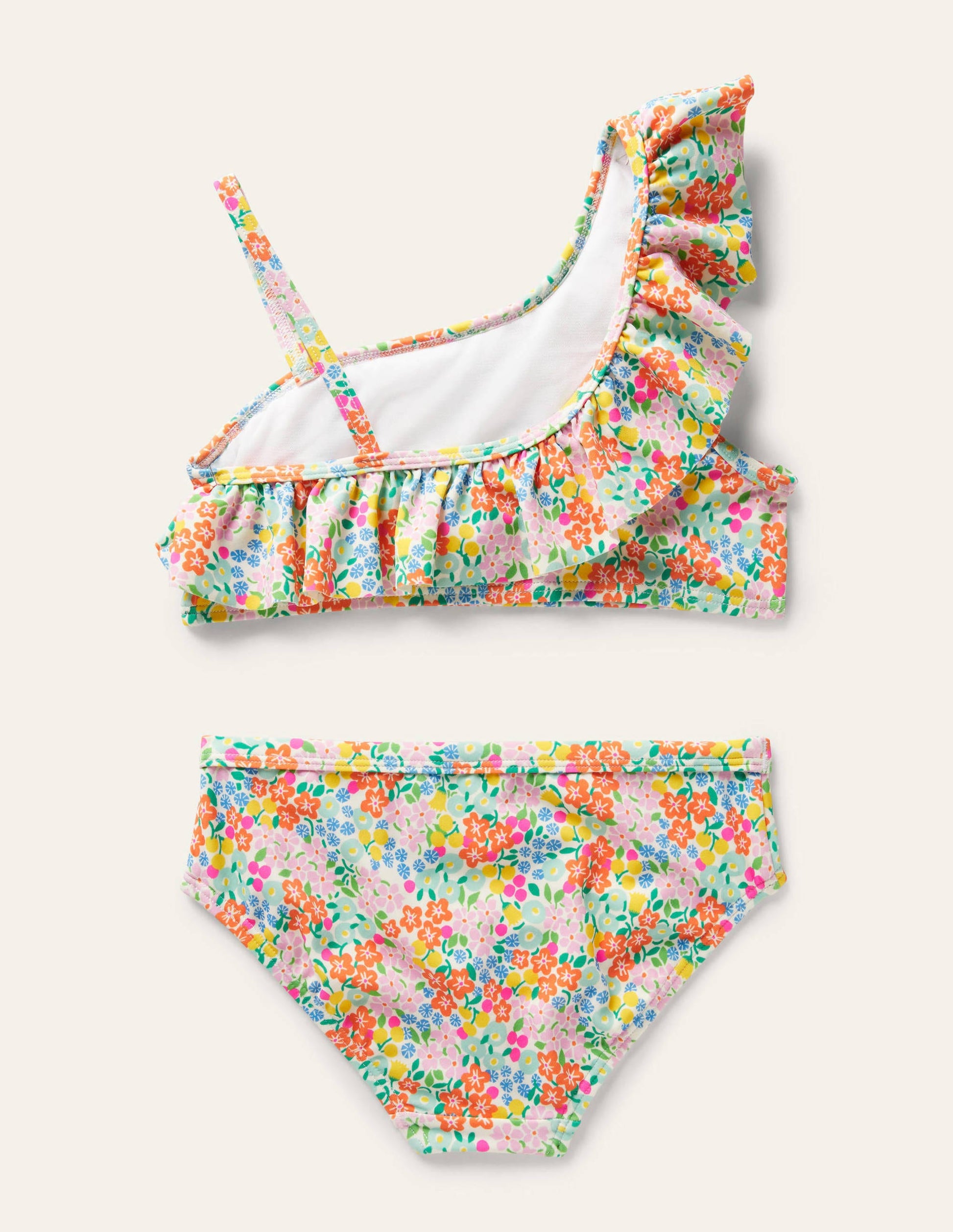 One Shoulder Frilly Bikini-Multi Tropical Flowerbed-2