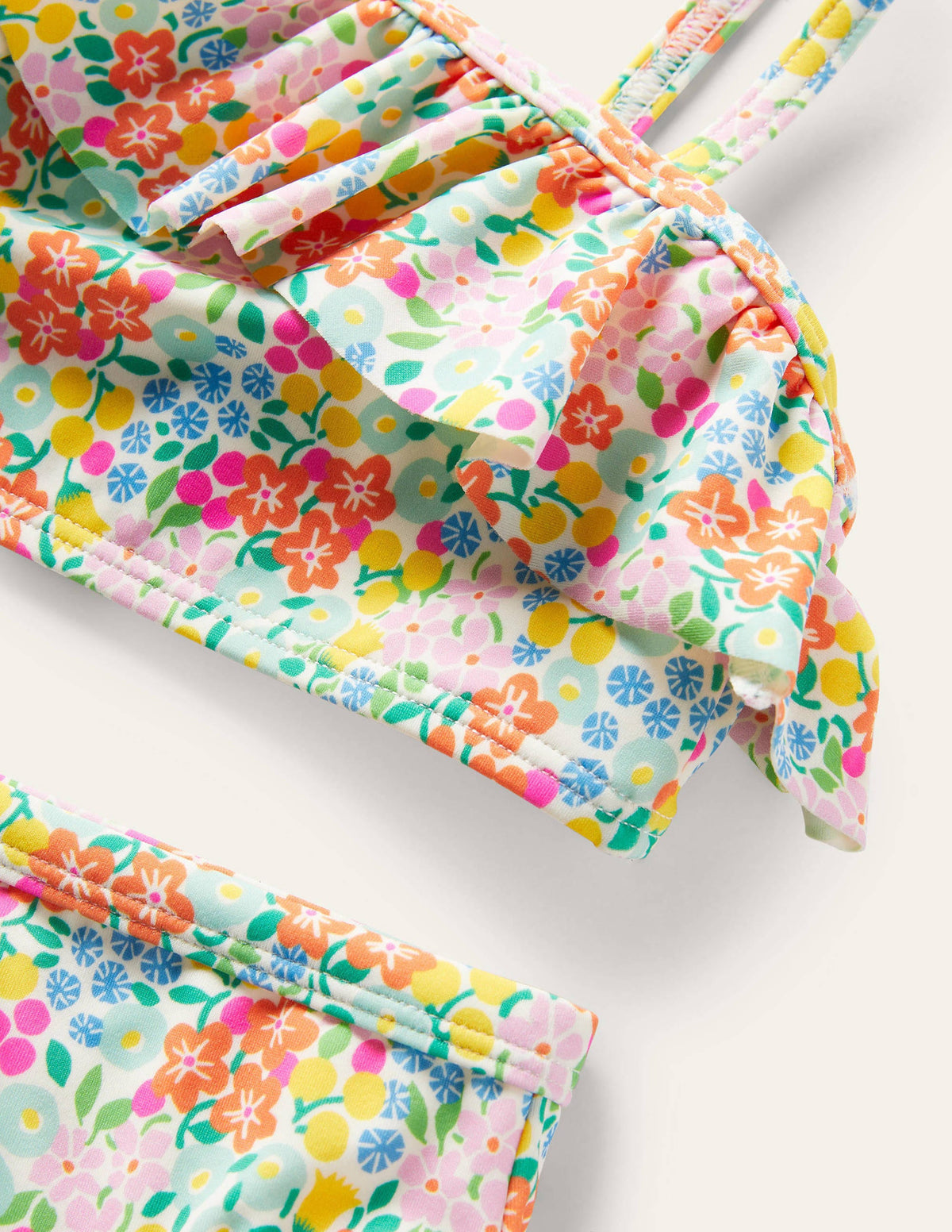 One Shoulder Frilly Bikini-Multi Tropical Flowerbed - Image 3