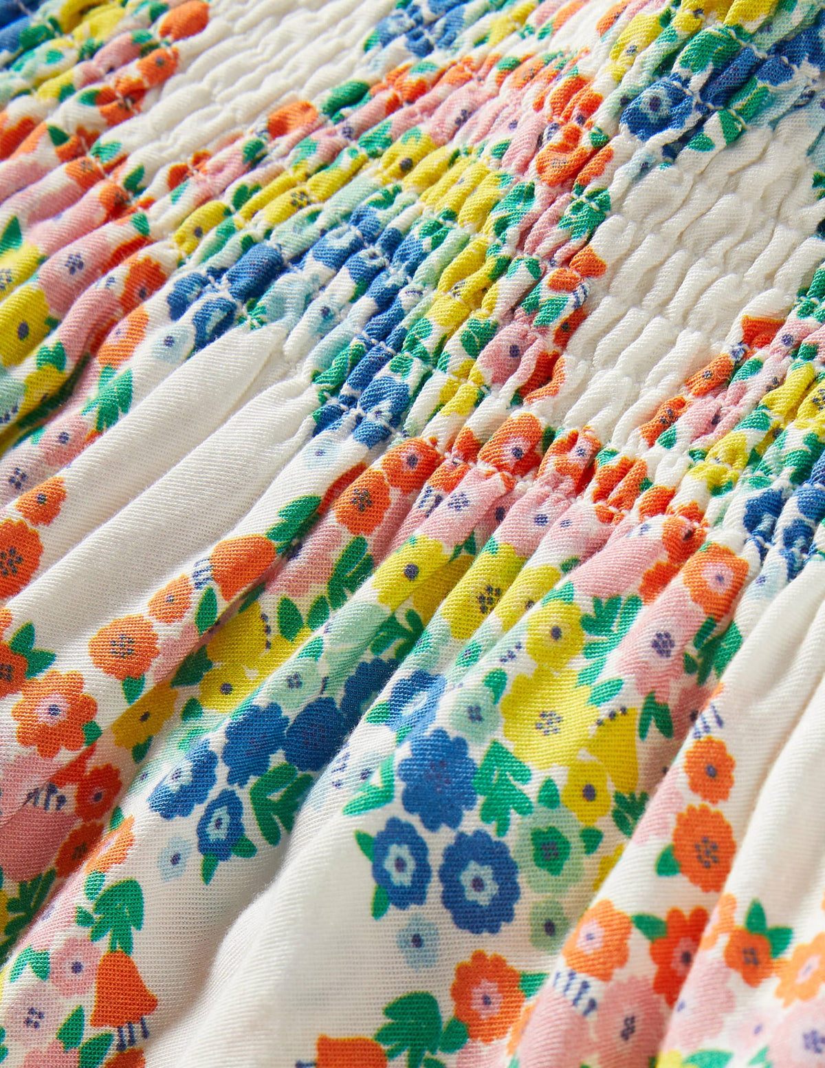 Tie Shoulder Smocked Top-Multi Rainbow Floral-3