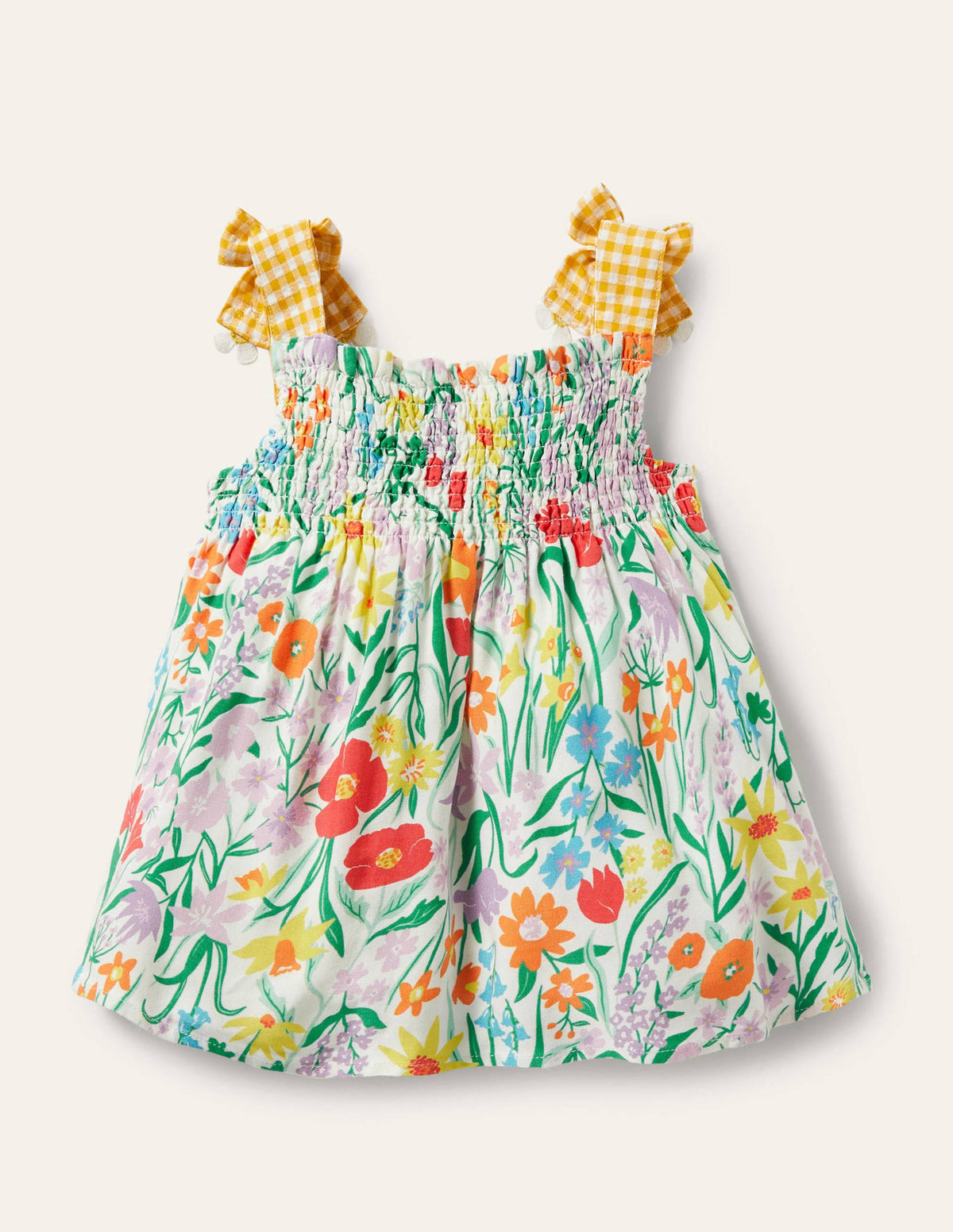 Tie Shoulder Smocked Top-Multi Spring Meadow-2