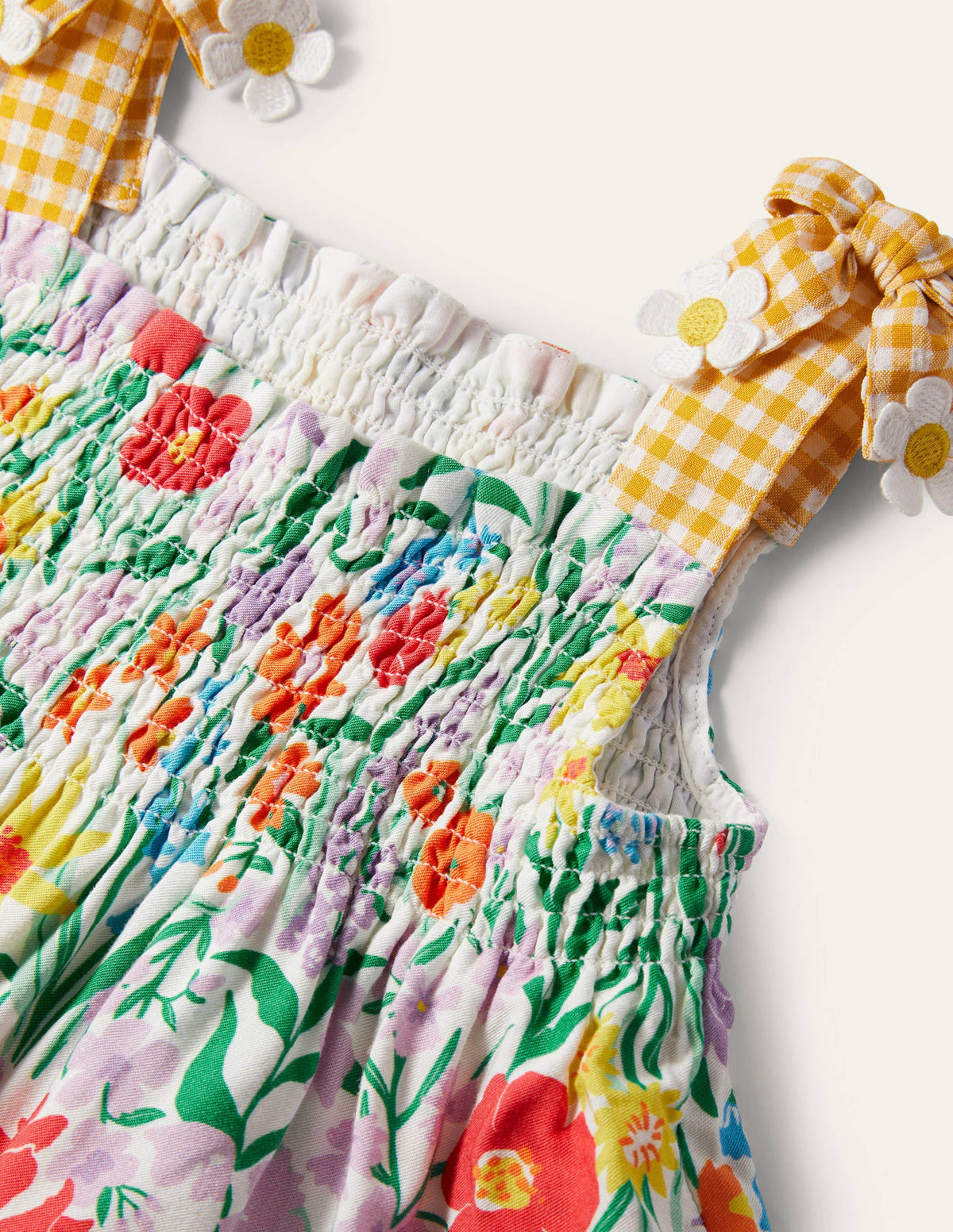 Tie Shoulder Smocked Top-Multi Spring Meadow-3