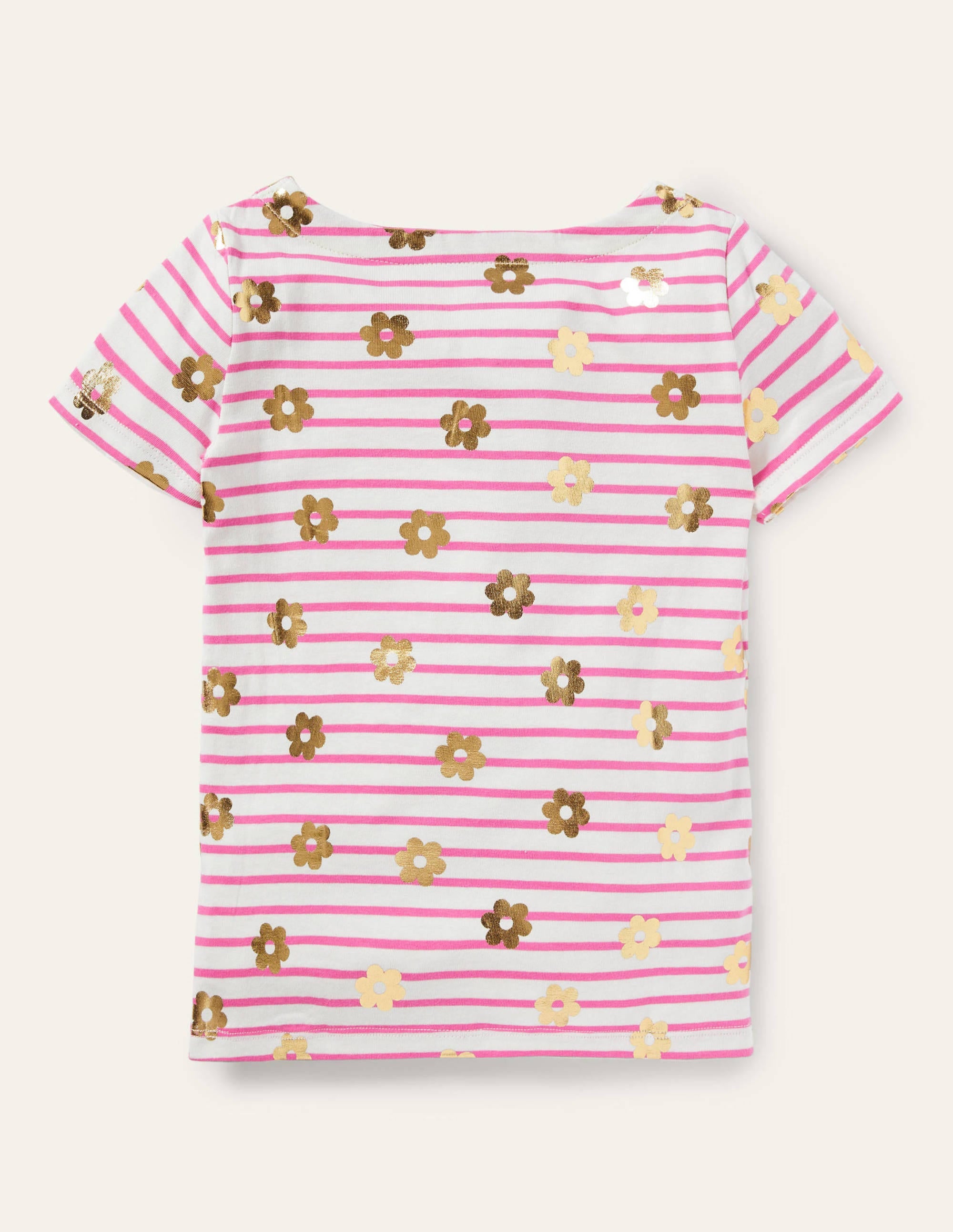 Short-sleeved Breton-Strawberry Pink/ Ivory Daisy - Image 2