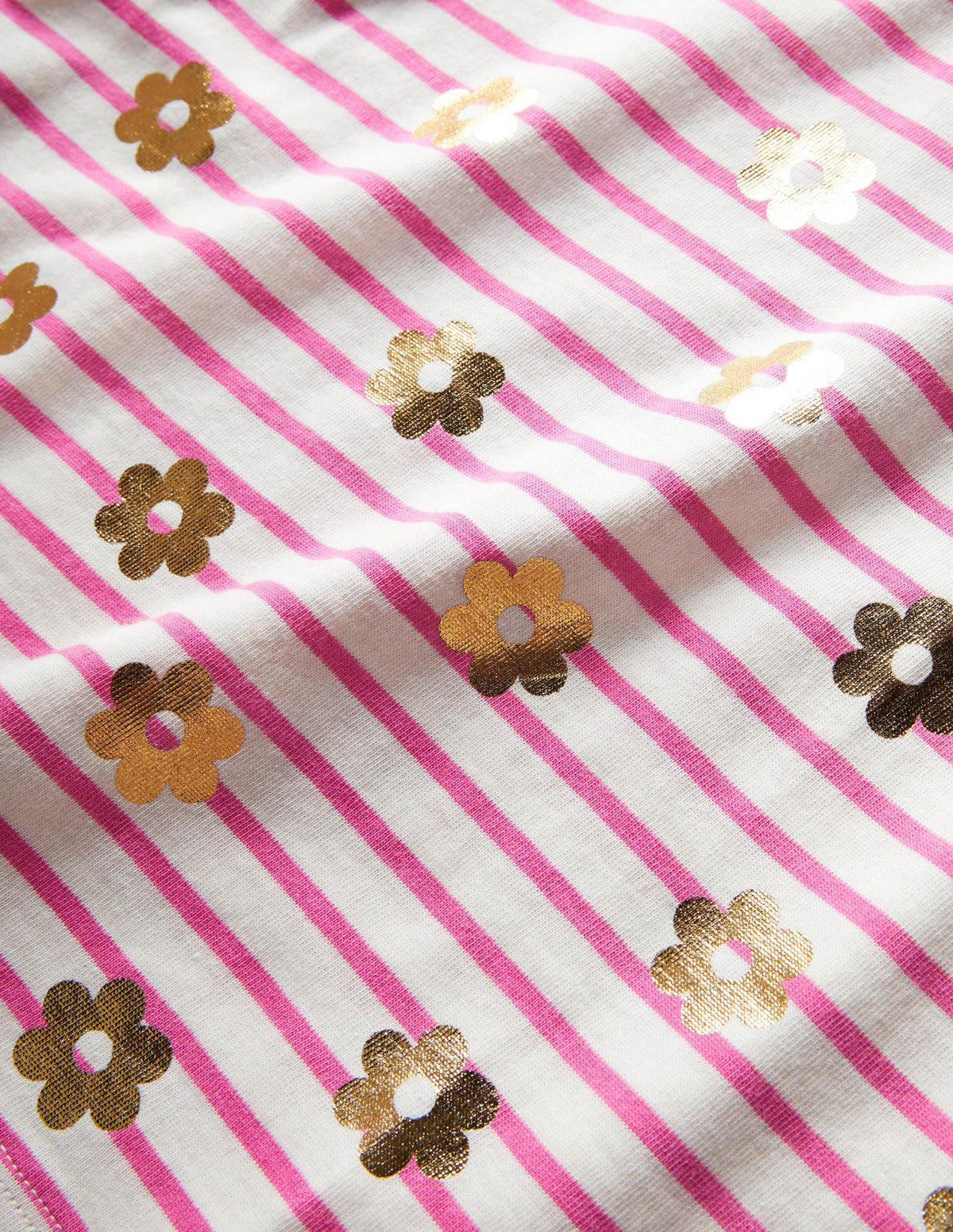 Short-sleeved Breton-Strawberry Pink/ Ivory Daisy-3