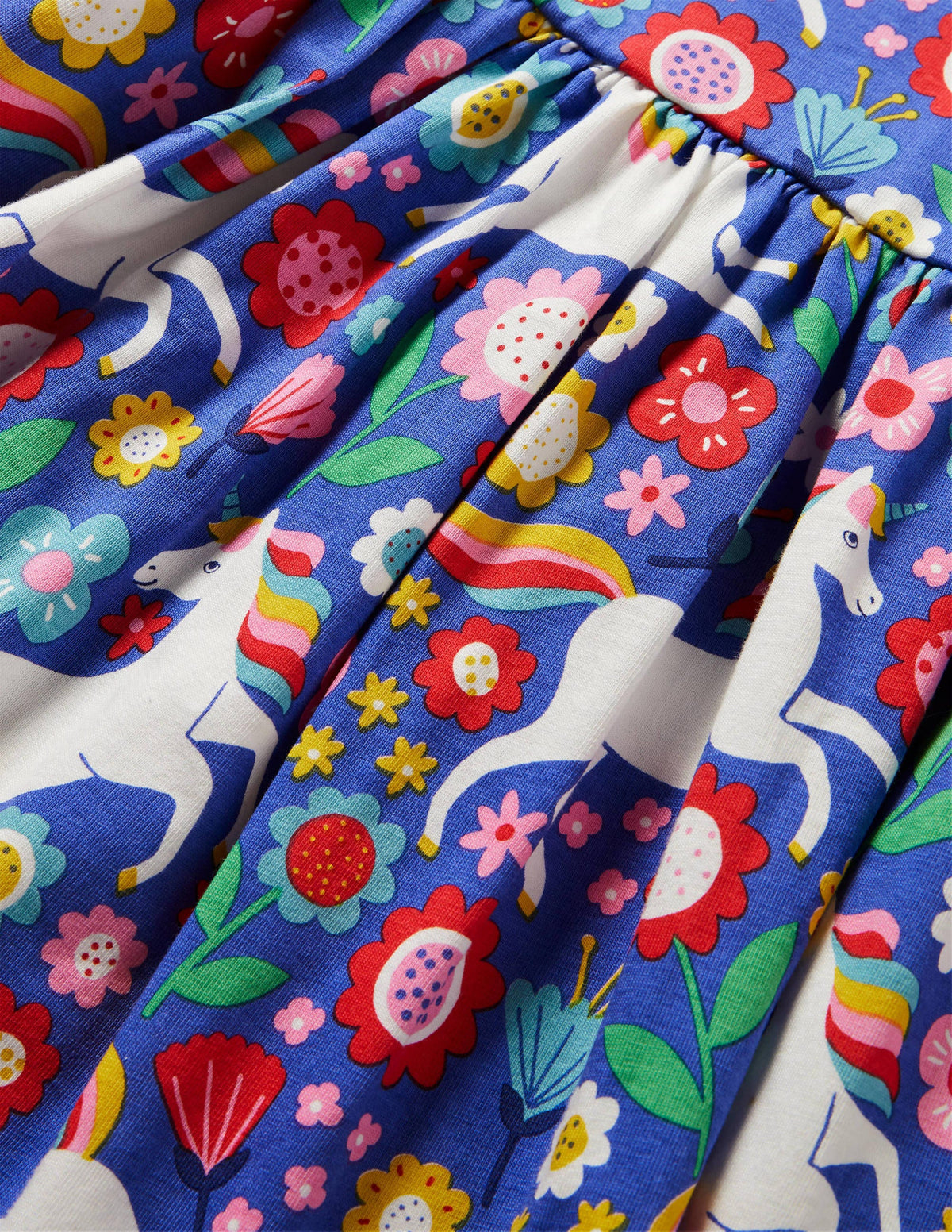 Short Sleeve Fun Jersey Dress-Bluebell Large Unicorn Floral - Image 3