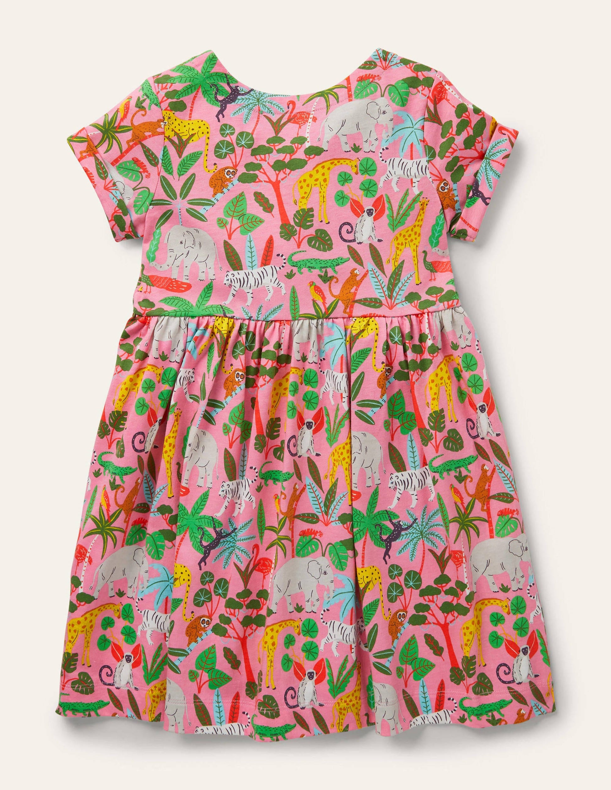 Short Sleeve Fun Jersey Dress-Pink Lemonade Jungle-2