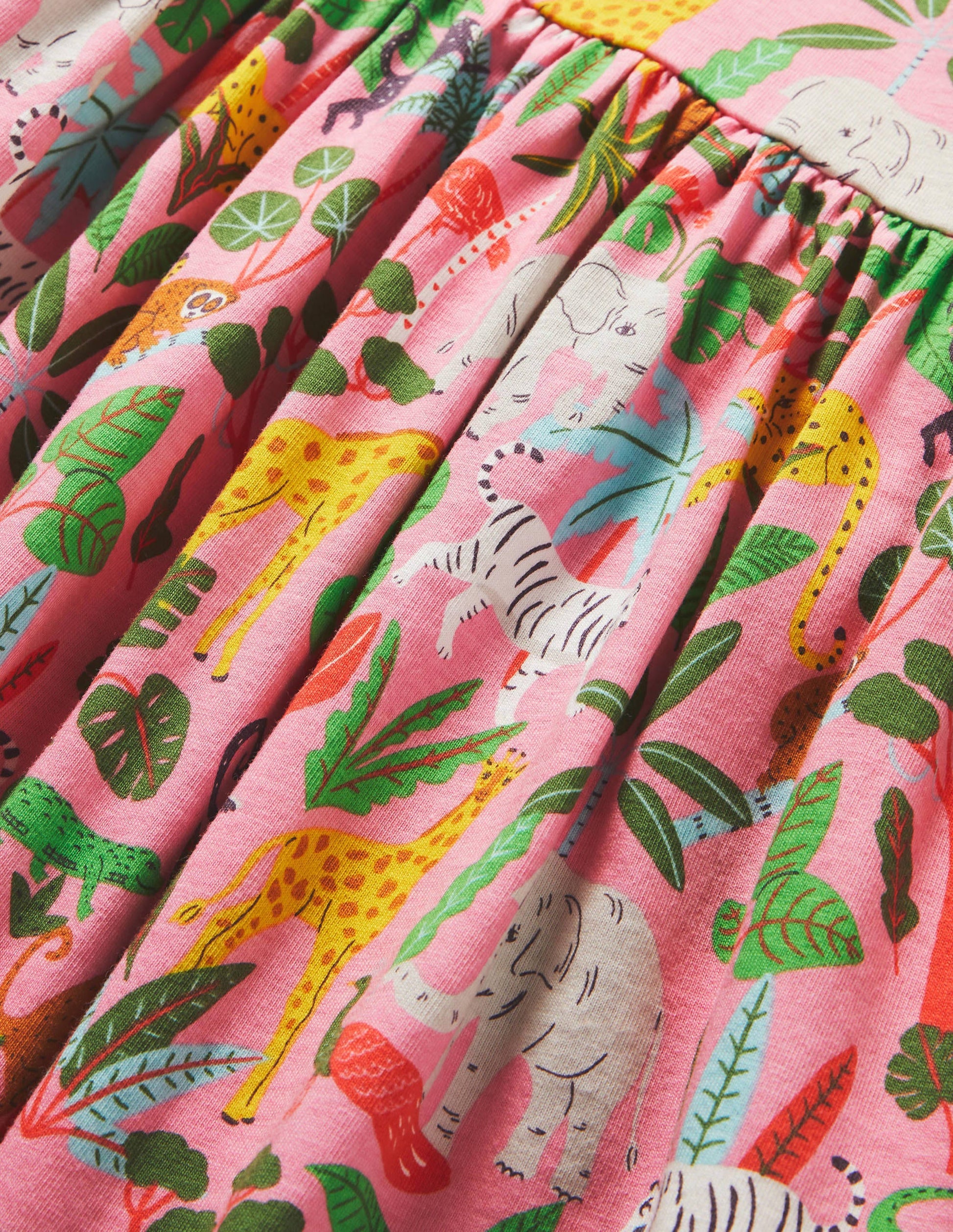 Short Sleeve Fun Jersey Dress-Pink Lemonade Jungle-3