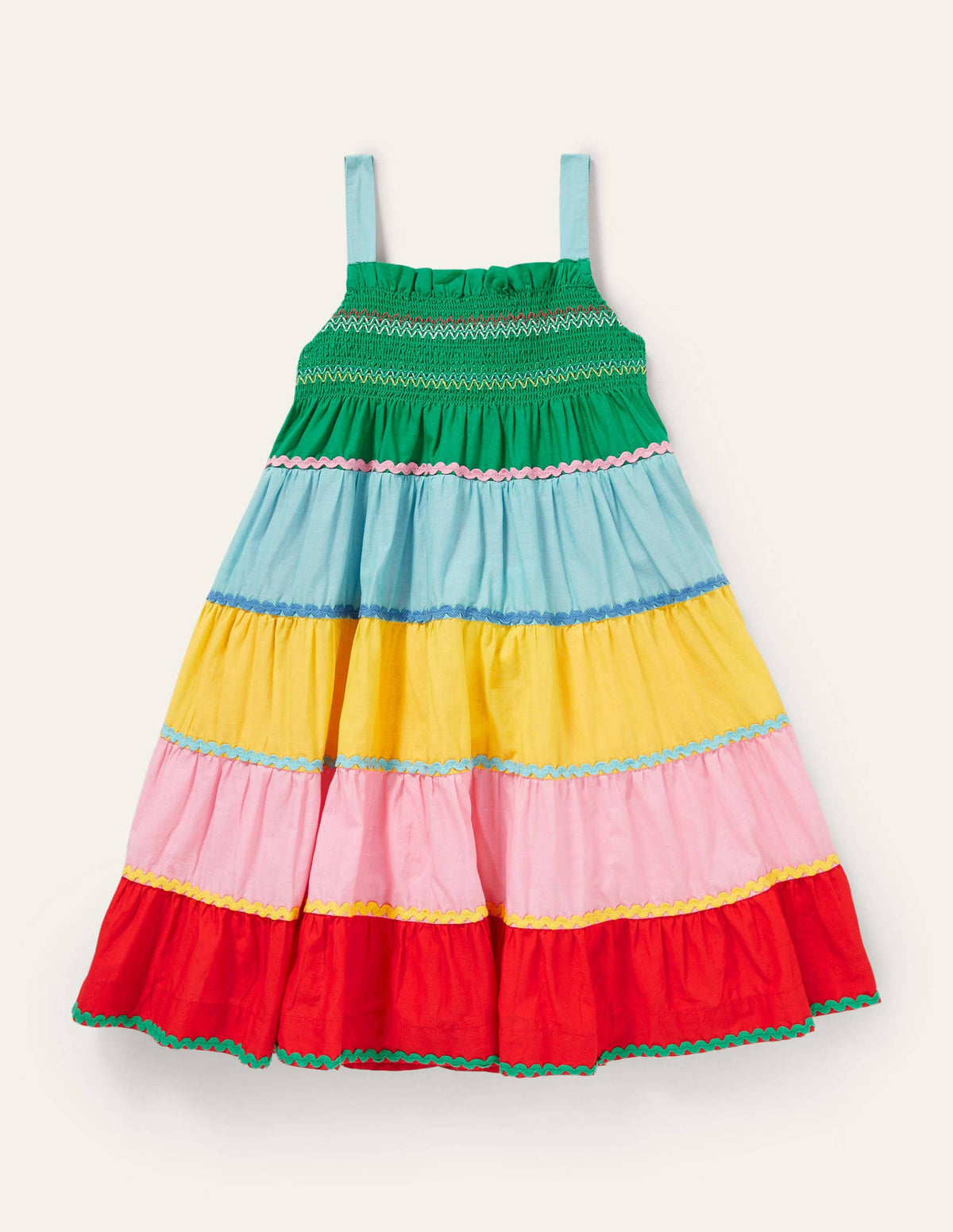 Smocked Sun Dress-Multi Colourblock - Image 1