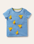 Stripy Logo T-Shirt-Bright Bluebelle/Ivory Chicks
