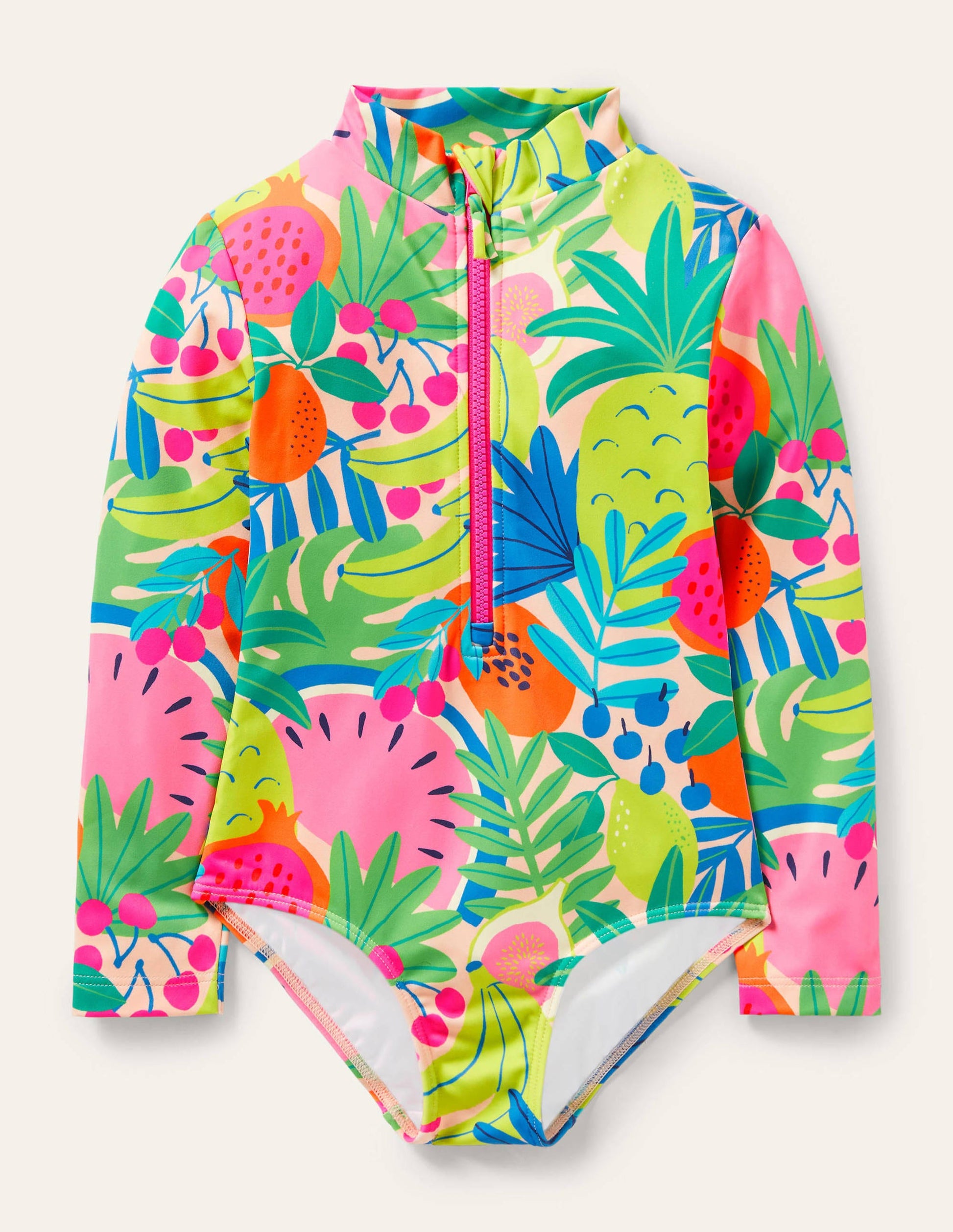 Long-sleeved Swimsuit-Multi Tropical Fruit-1