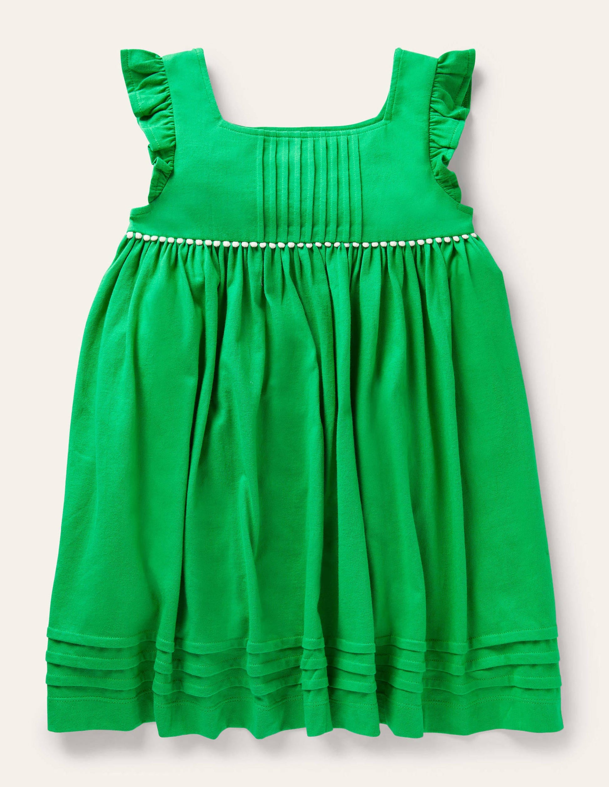 Frill Sleeve Jersey Dress-Green Pepper-1