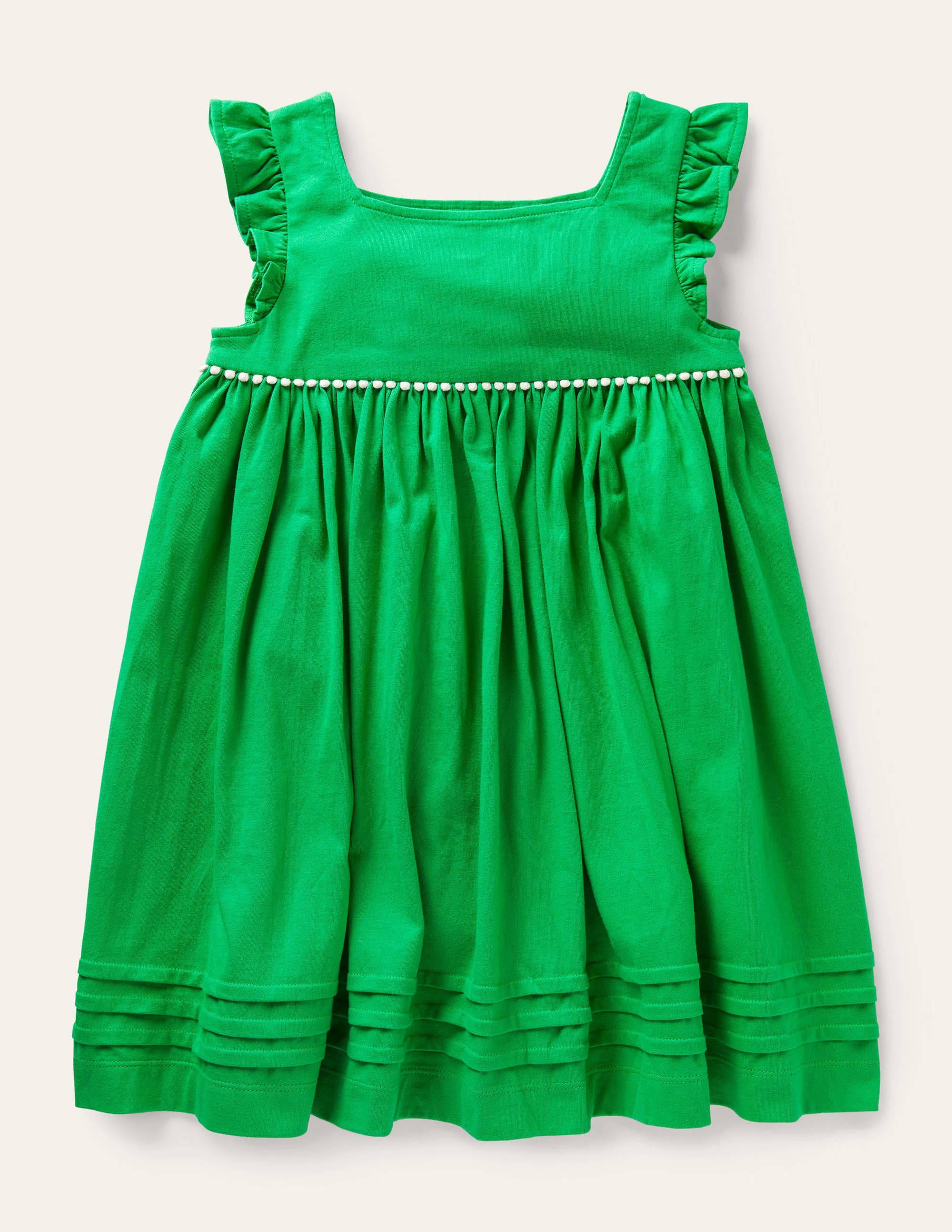 Frill Sleeve Jersey Dress-Green Pepper - Image 2